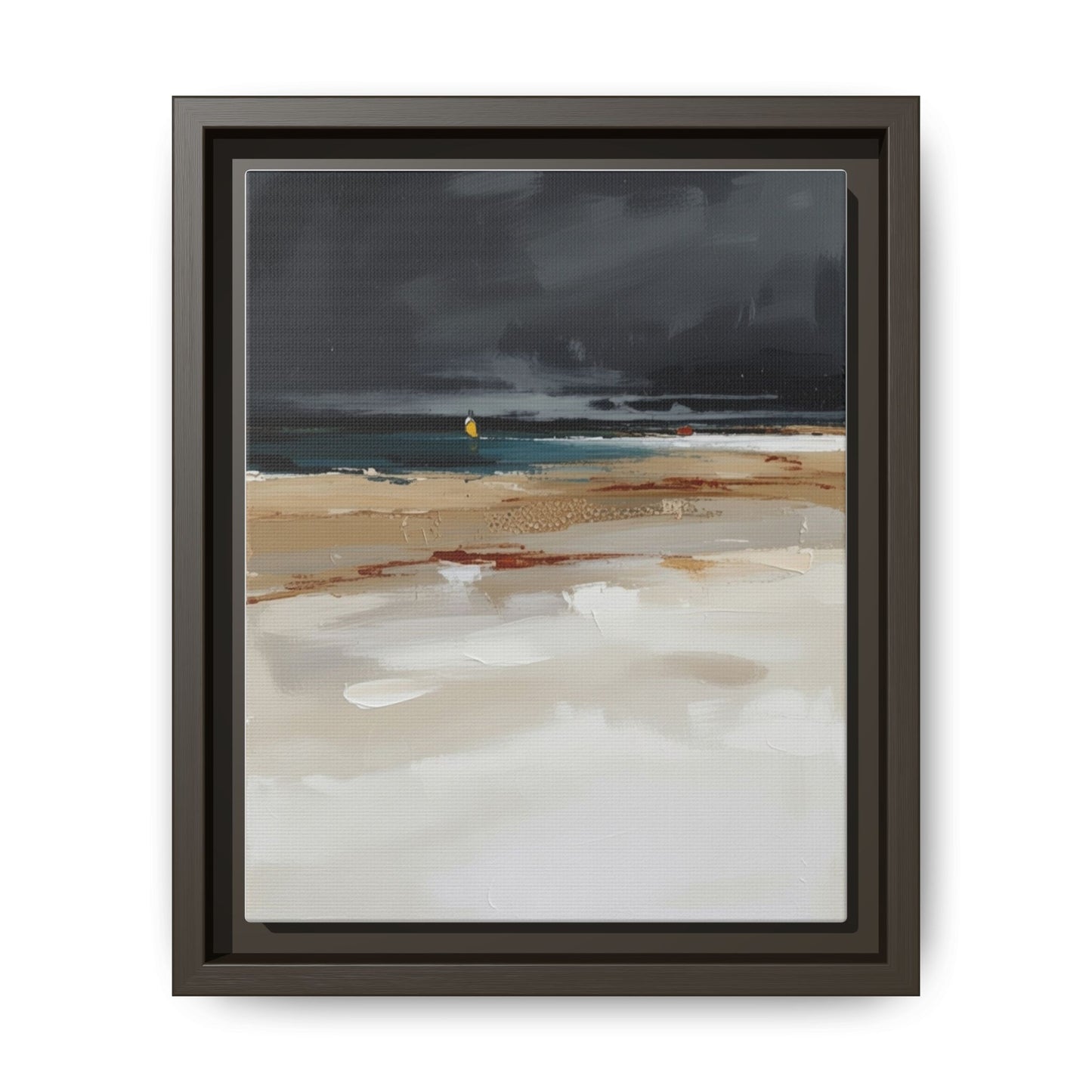 Framed Matte Canvas Beachscape Art Print — Coastal Abstract Wall Decor