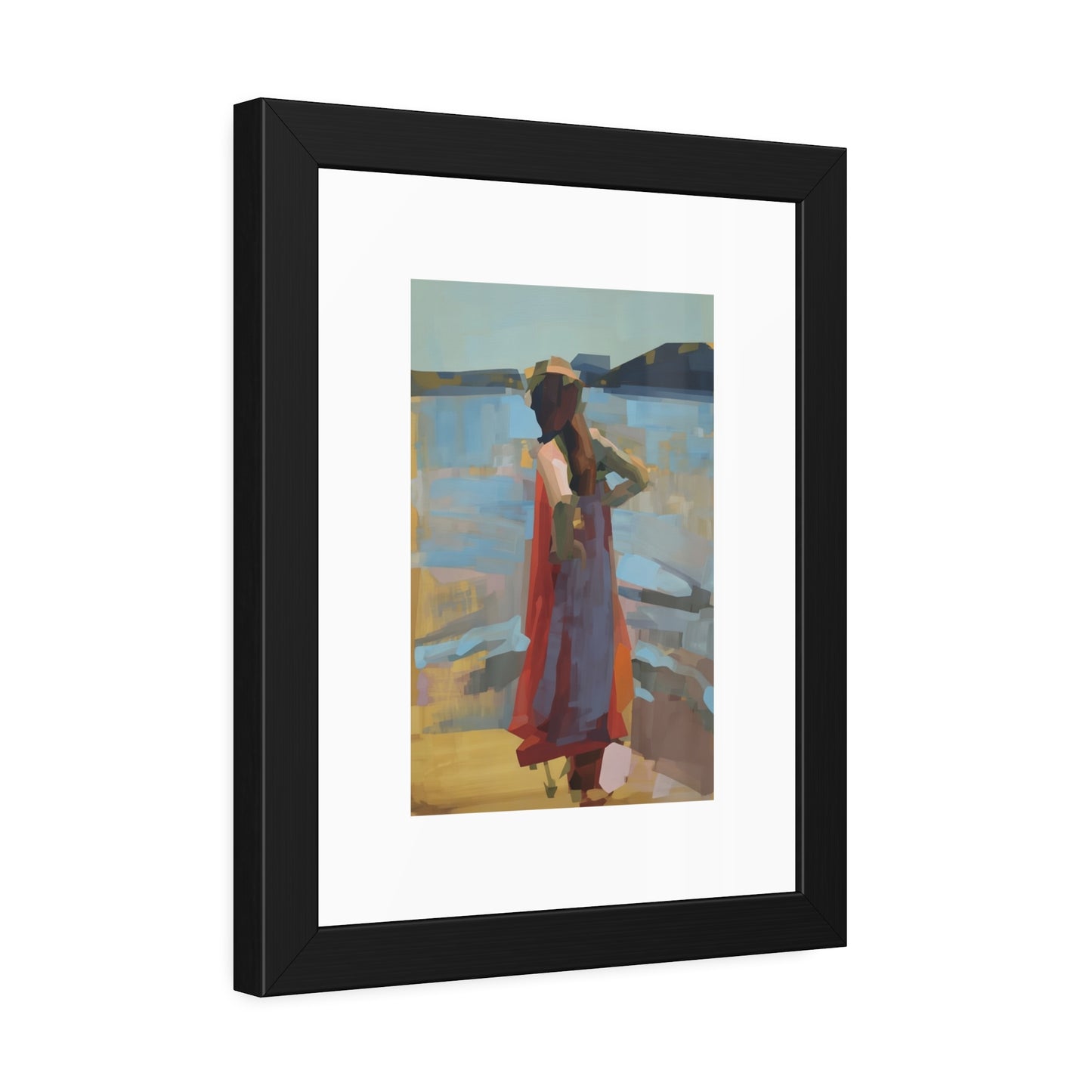 Framed Art Print — Woman at the Shore Impressionist Poster