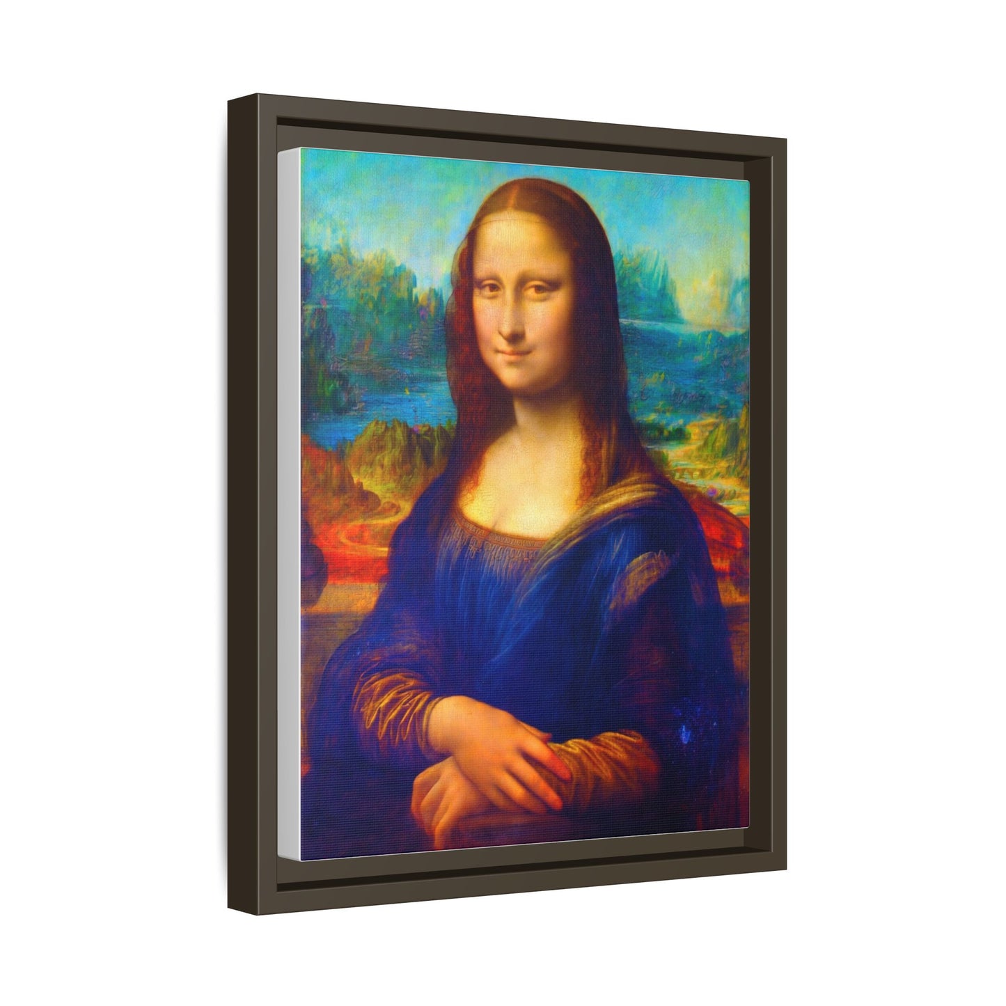 Framed Matte Canvas Print — Colorful Mona Lisa Wall Art