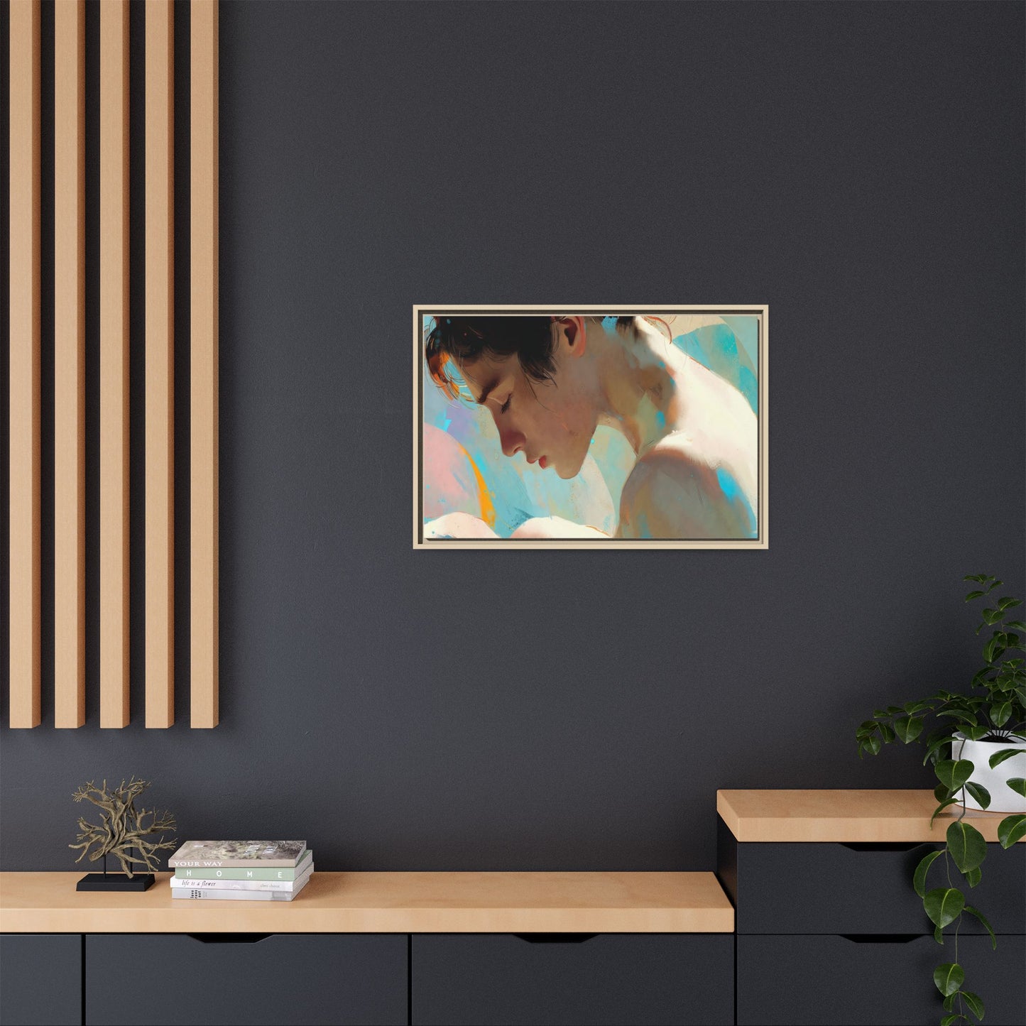 Framed Matte Canvas Print — Dreamy Portrait Art (Multi‑Color)
