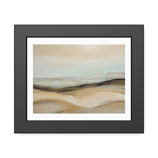 Framed Poster - Neutral Abstract Landscape Wall Art, Calming Coastal Tones for Living Room or Office