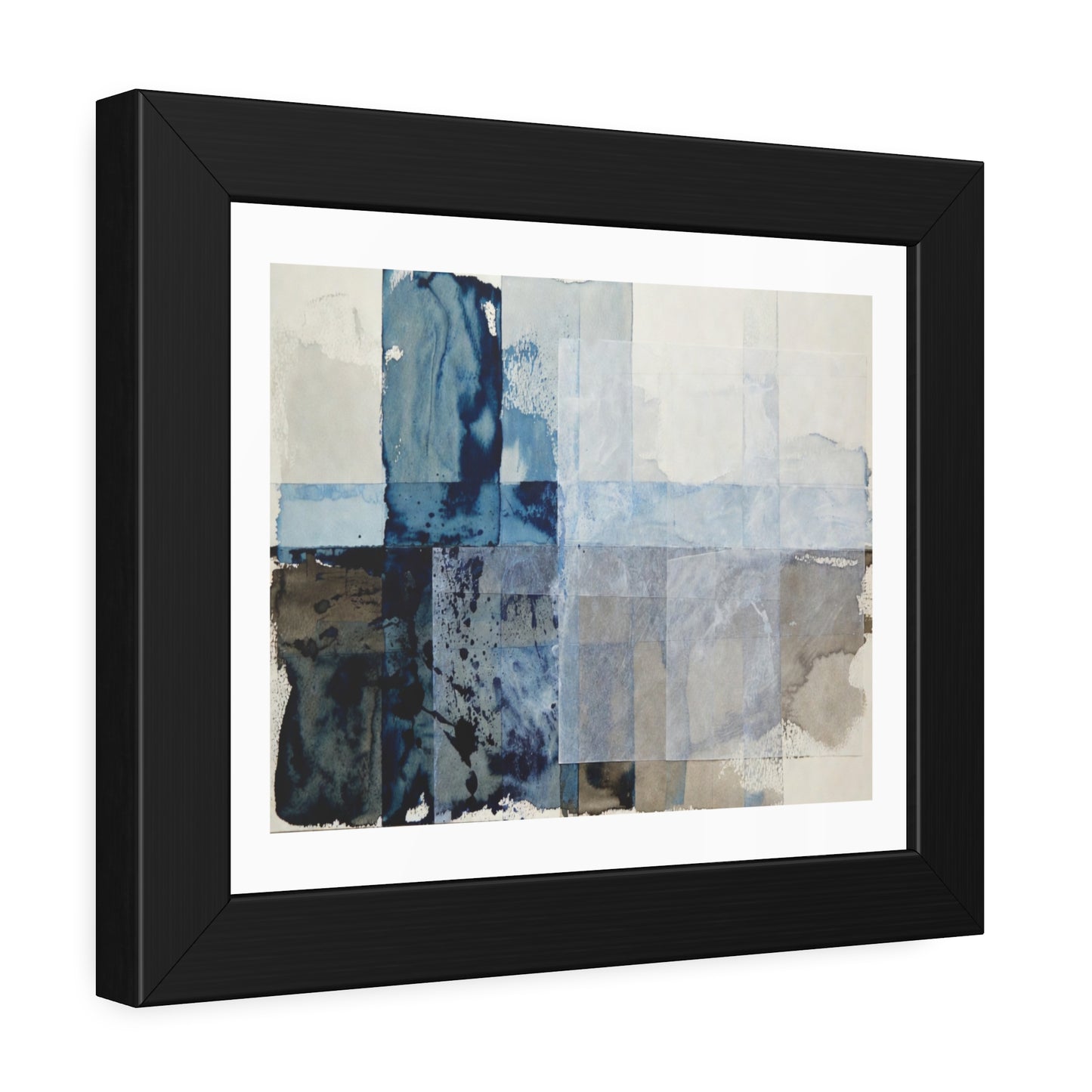 Framed Abstract Blue Watercolor Print — Modern Wall Art Poster
