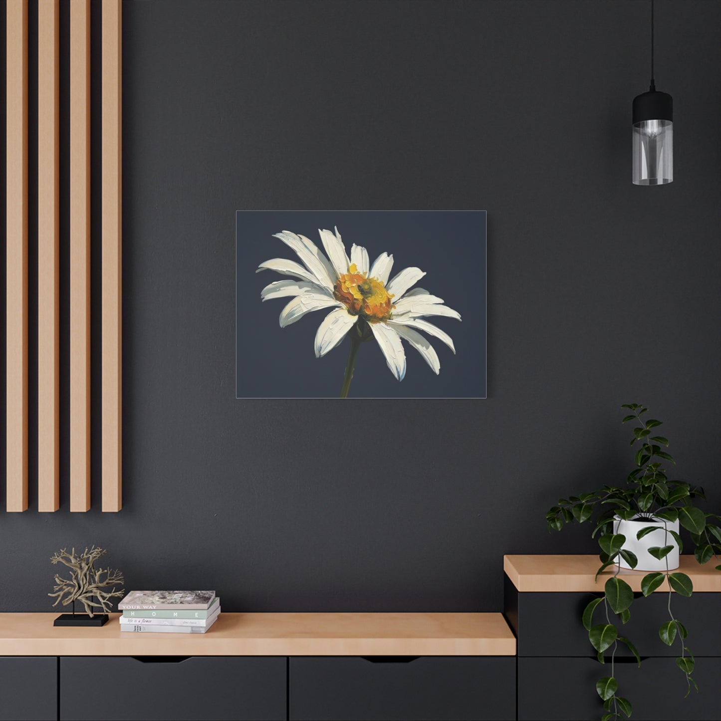 Daisy Oil-Paint Canvas Wall Art — Stretched Matte Floral Print