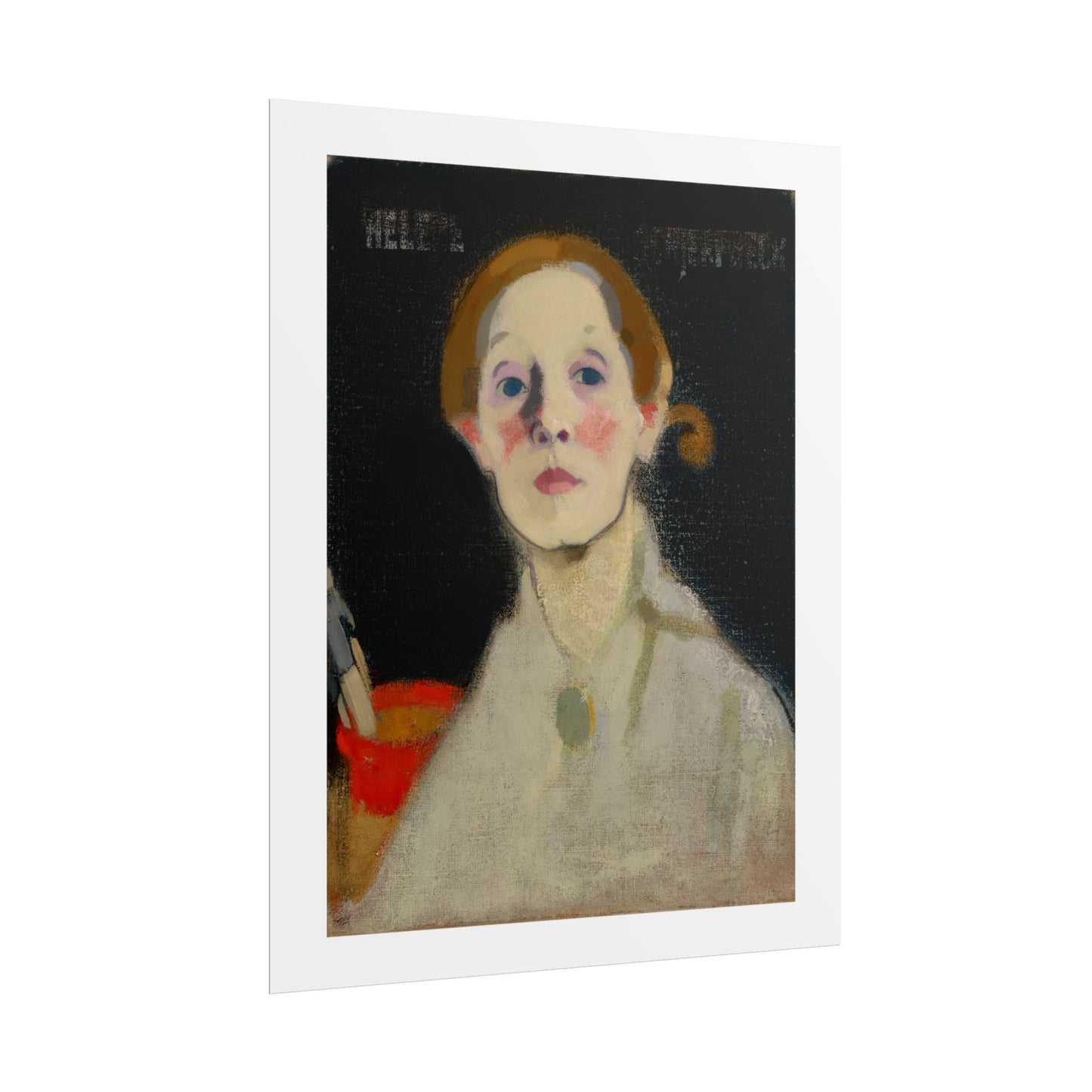 Self-Portrait Black Background by Helene Schjerfbeck Wall Art Print