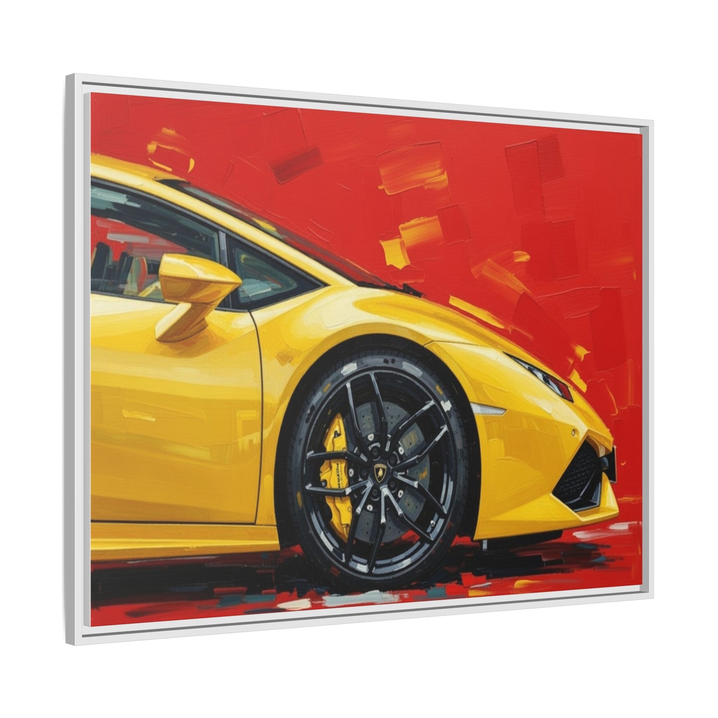 Yellow Sports Car Matte Canvas Print — Framed Automotive Wall Art