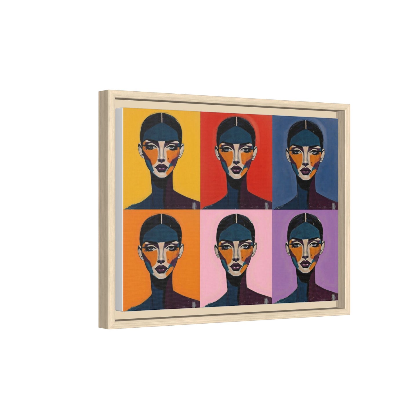 Pop Art Portrait Matte Canvas — Framed Multi-Color Wall Art