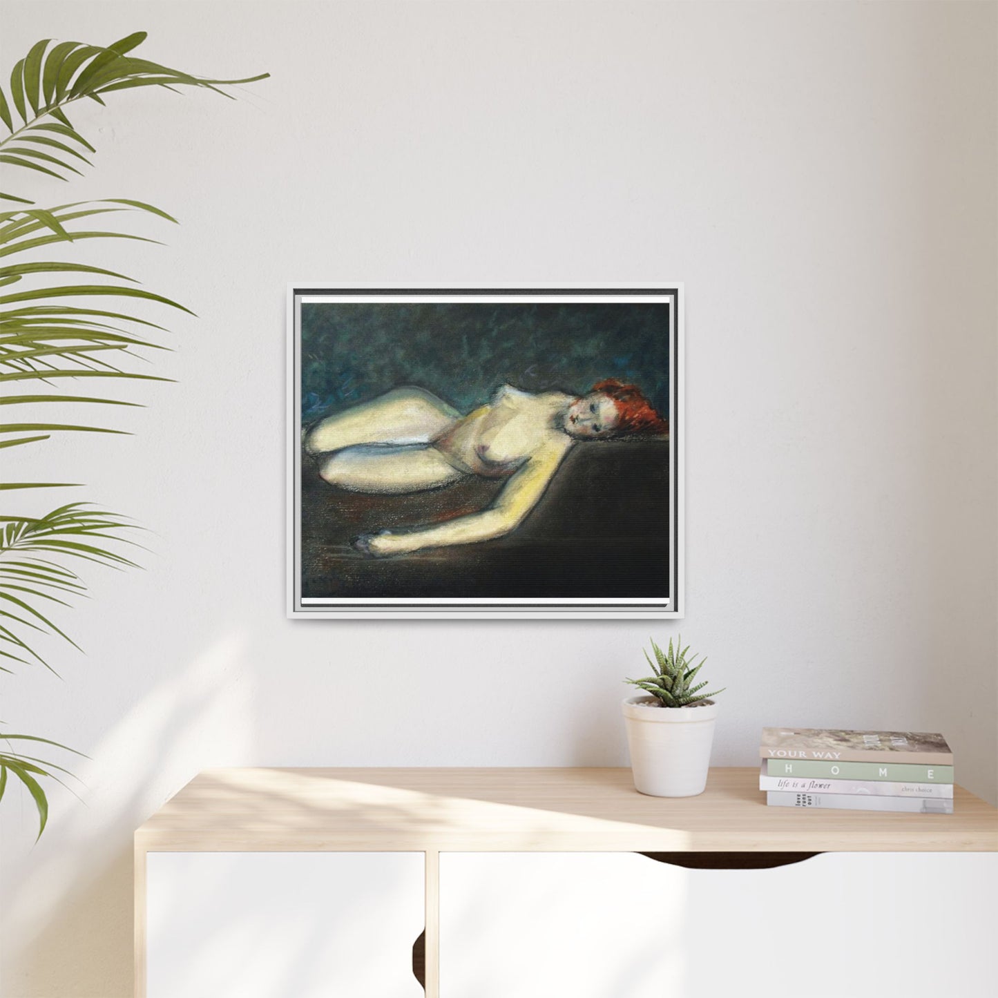 Lying nude by Paul Gosselin Framed Matte Canvas Wall Art Print