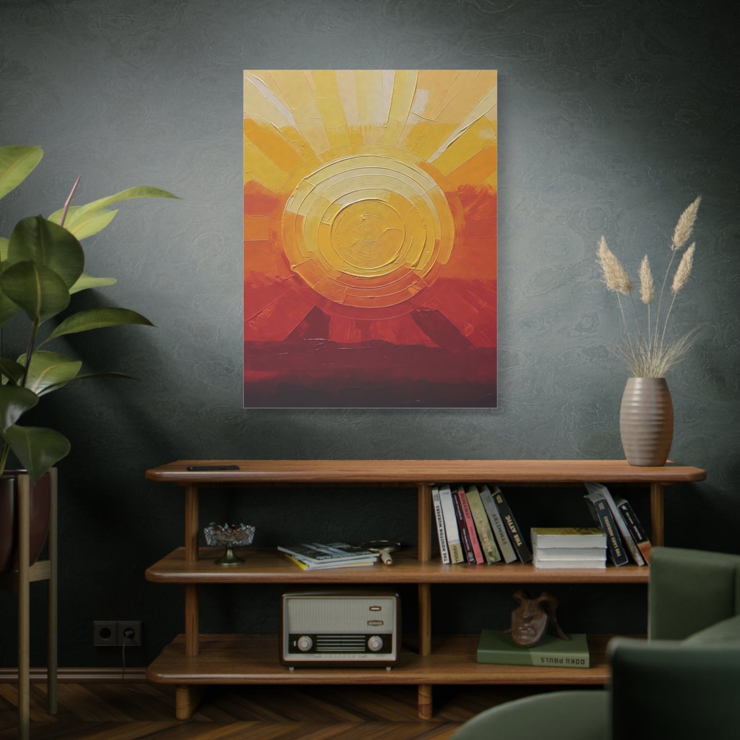 Abstract Sunrise Canvas Wall Art — Warm Sunrise Texture Matte Stretched Canvas