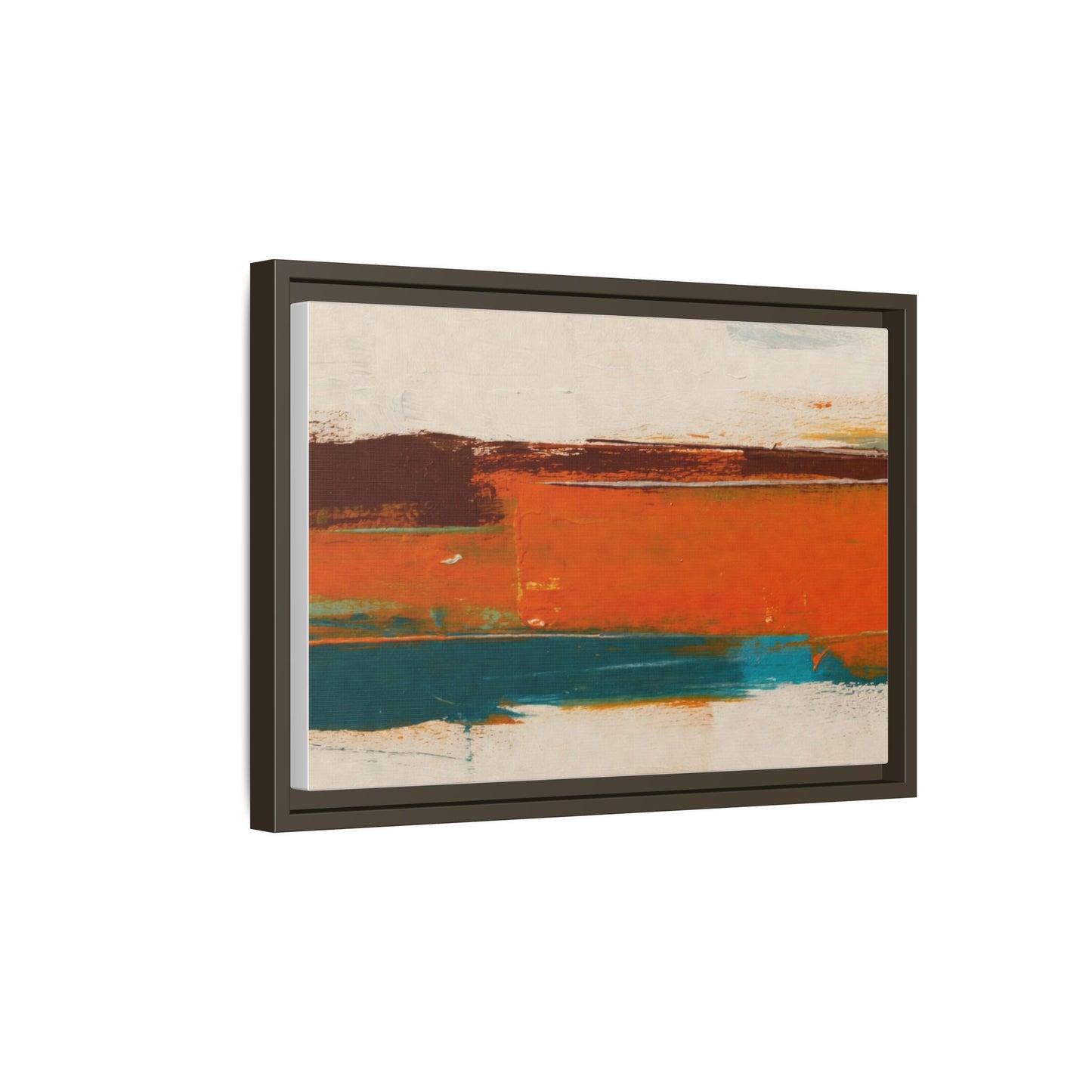 Abstract Horizon Matte Canvas Framed Print — Modern Orange Teal Wall Art