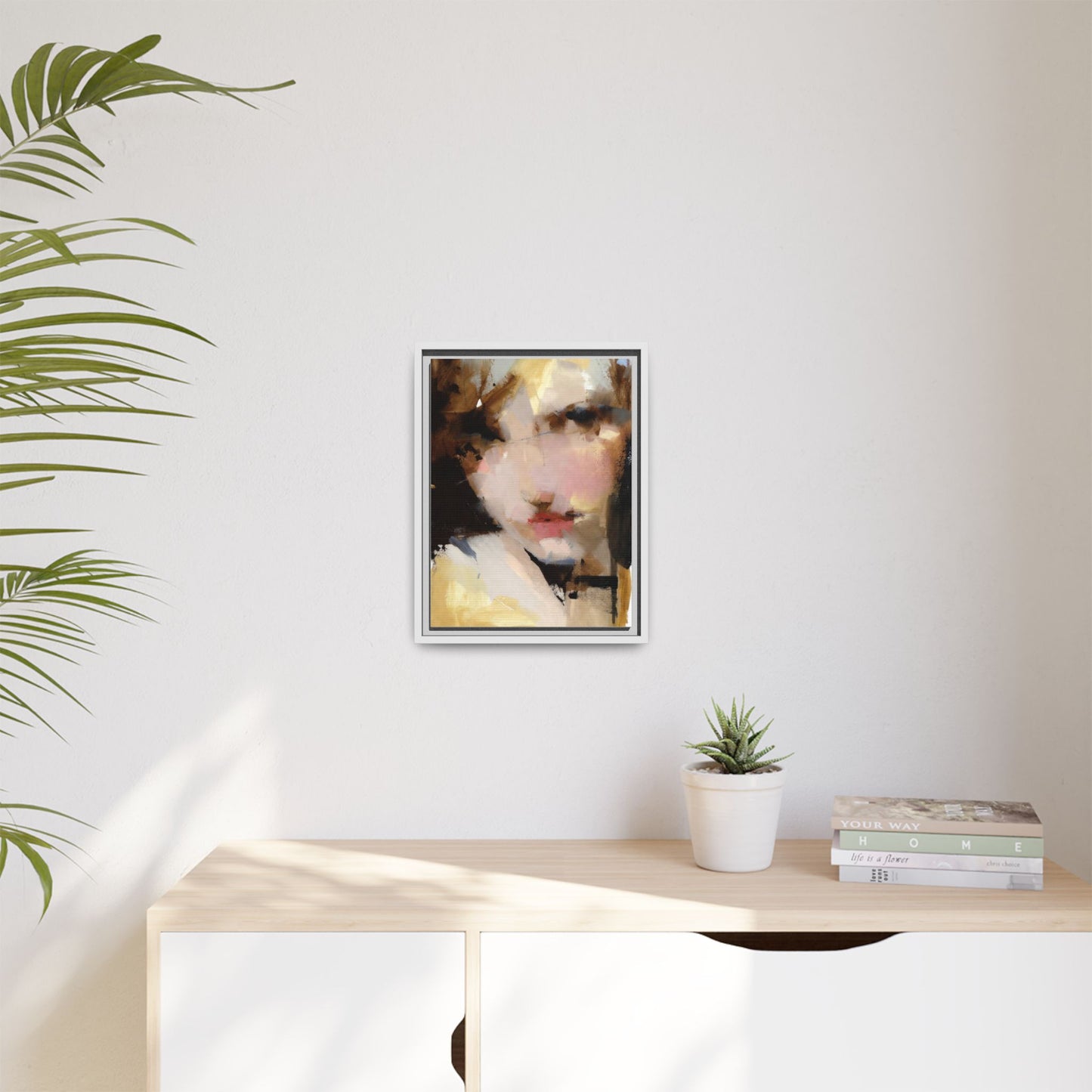 Abstract Portrait Matte Canvas Framed Print — Modern Feminine Wall Art