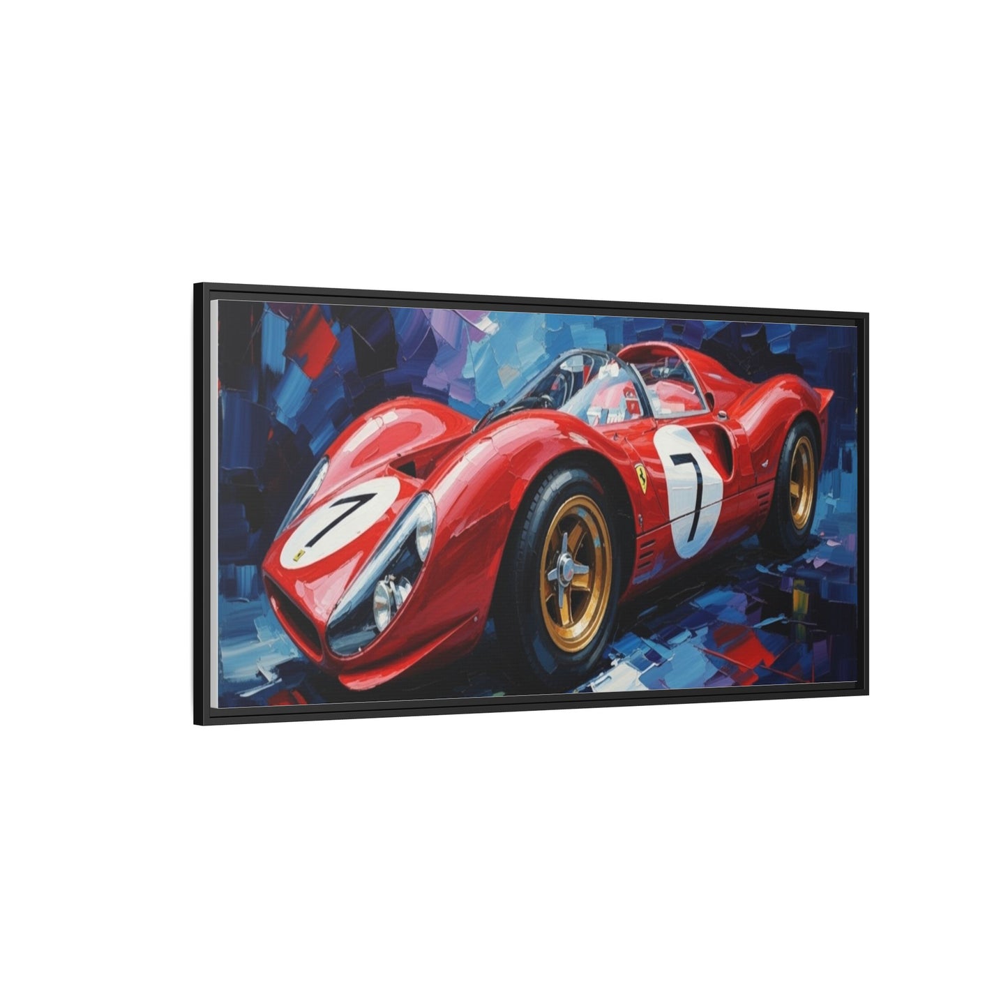 Vintage Ferrari Red Racecar Matte Canvas Framed Wall Art