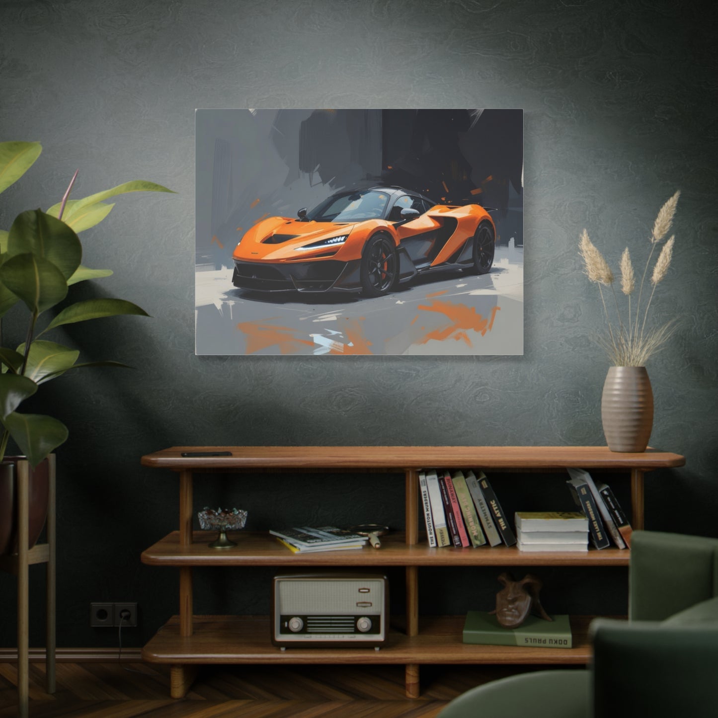 Orange Supercar Matte Canvas Wall Art – Stretched 1.25" Sports Car Print