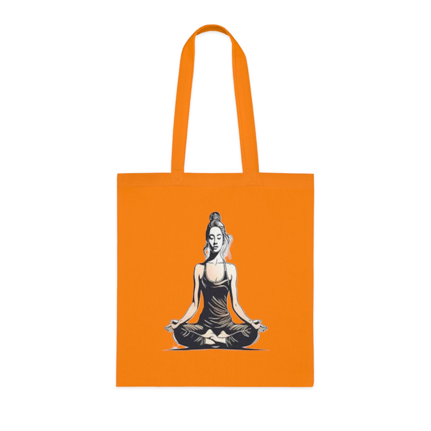 Yoga Meditation Cotton Tote Bag — Lotus Pose Graphic Beach & Market Tote