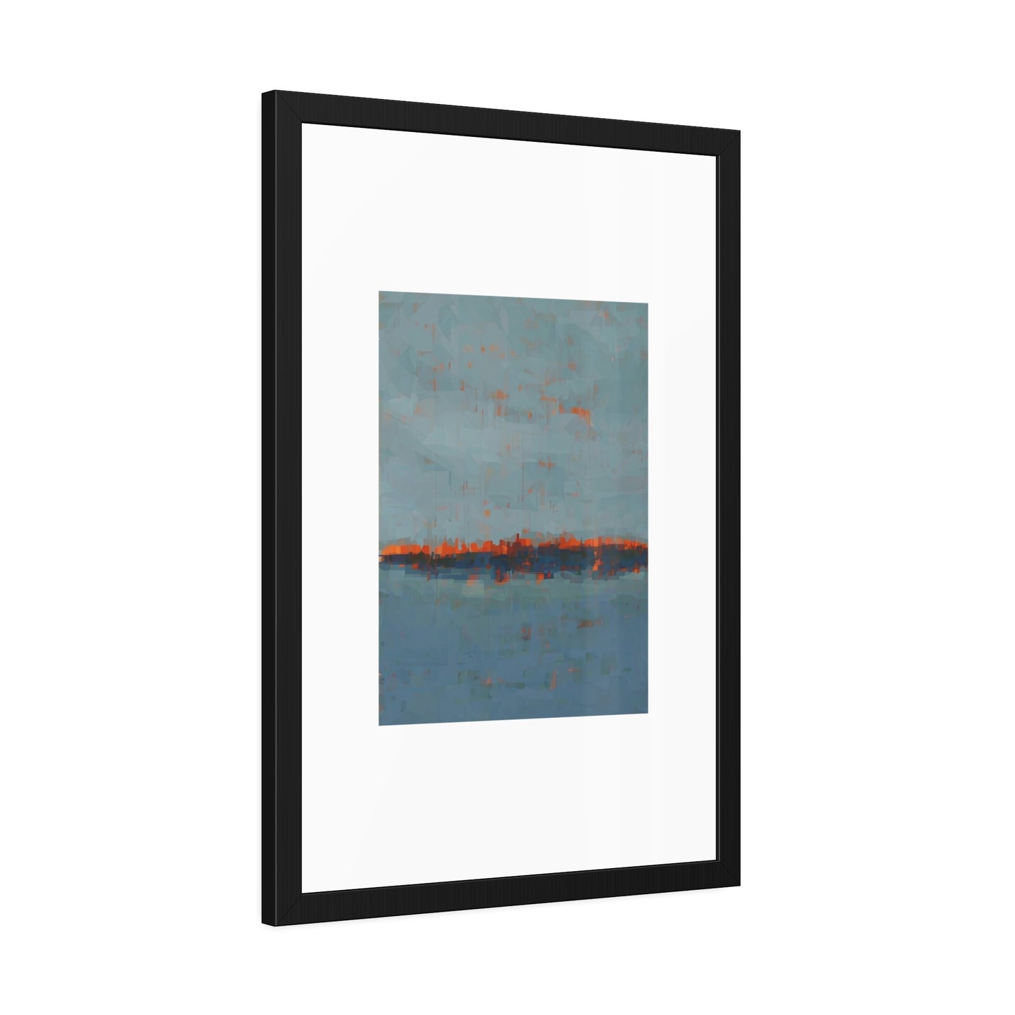 Abstract Seaside Framed Poster — Blue & Copper Minimalist Wall Art