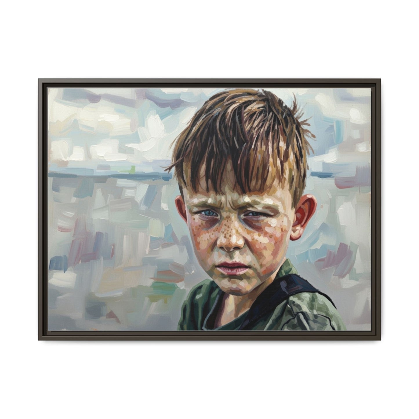 Framed Matte Canvas: Gritty Boy Portrait Art Print