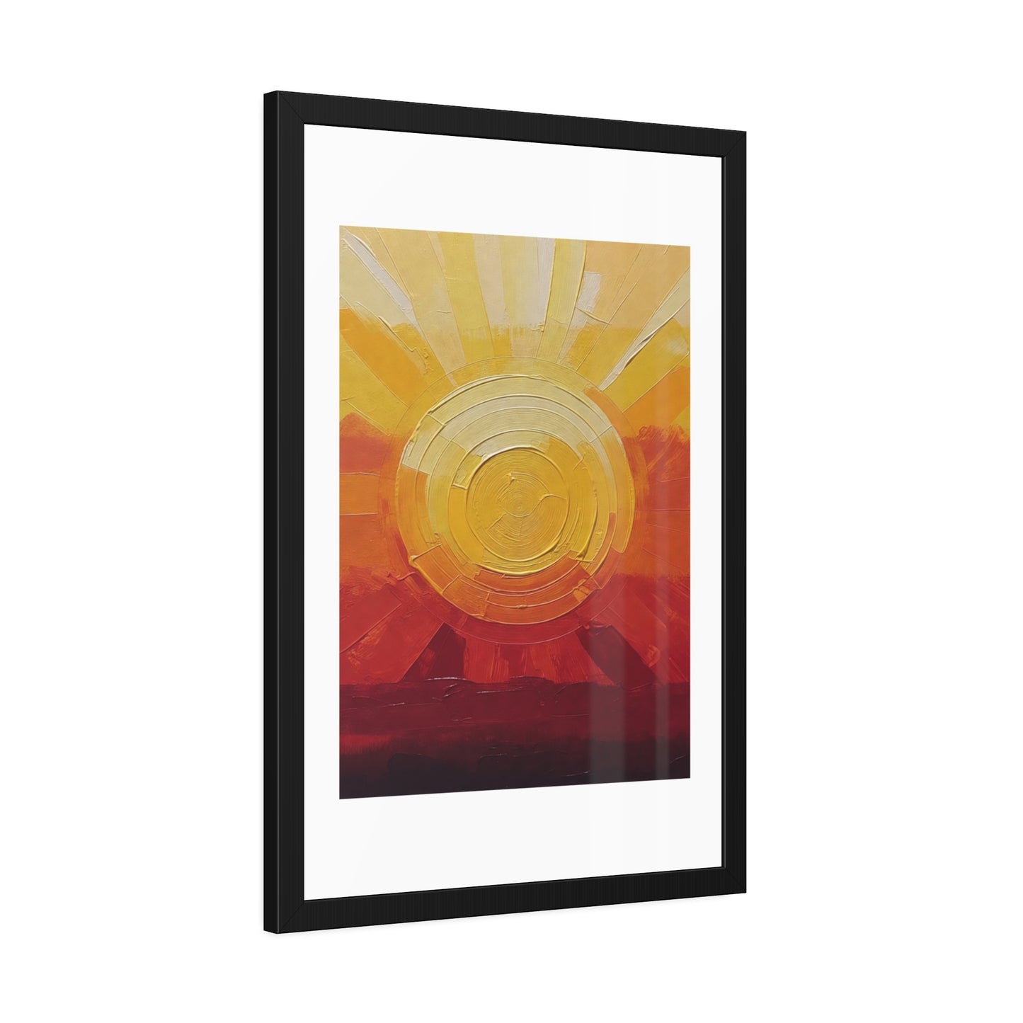 Sunburst Abstract Framed Art Print — Warm Sunrise Poster