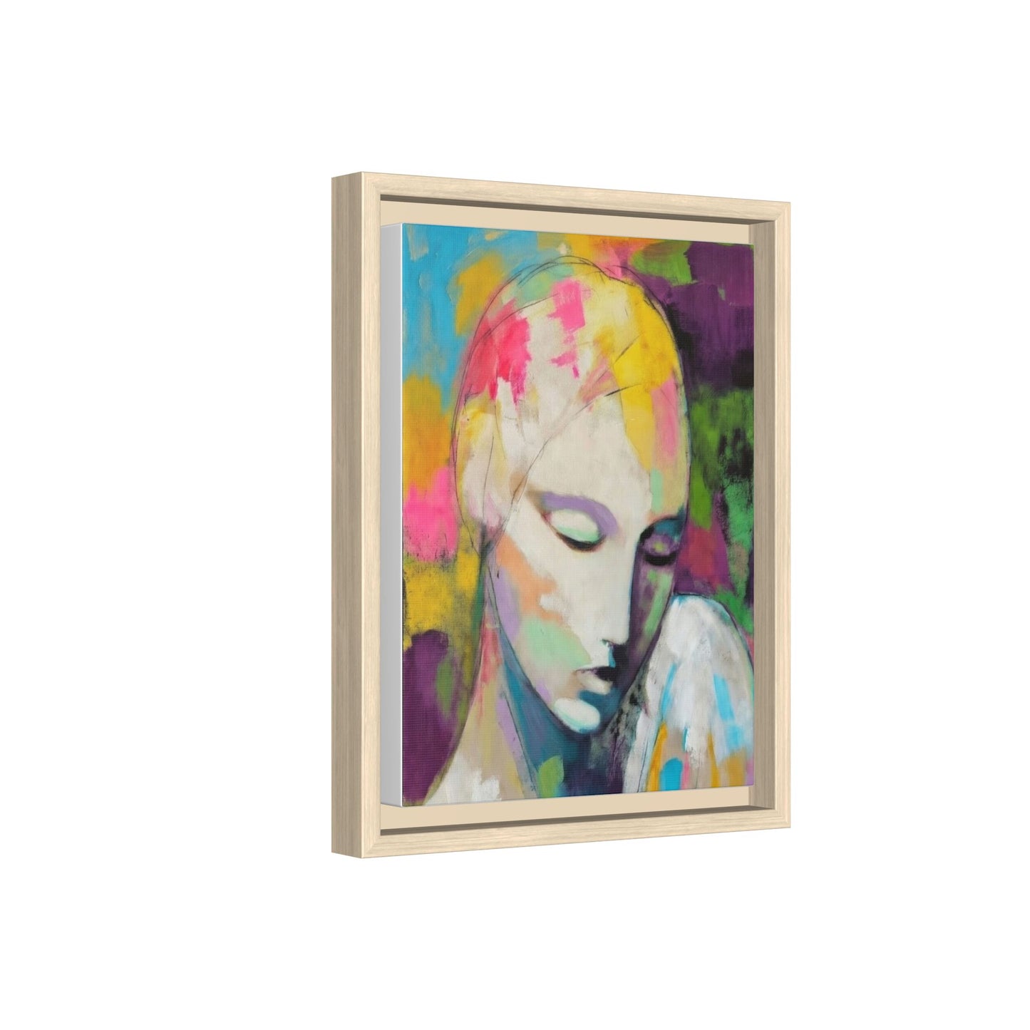 Framed Matte Canvas Art - Colorful Abstract Portrait