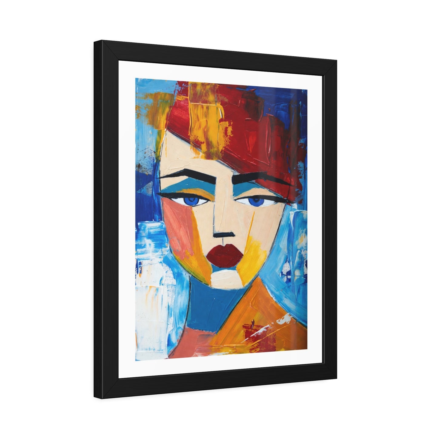 Abstract Colorful Face Framed Poster — Modern Pop Art Wall Print