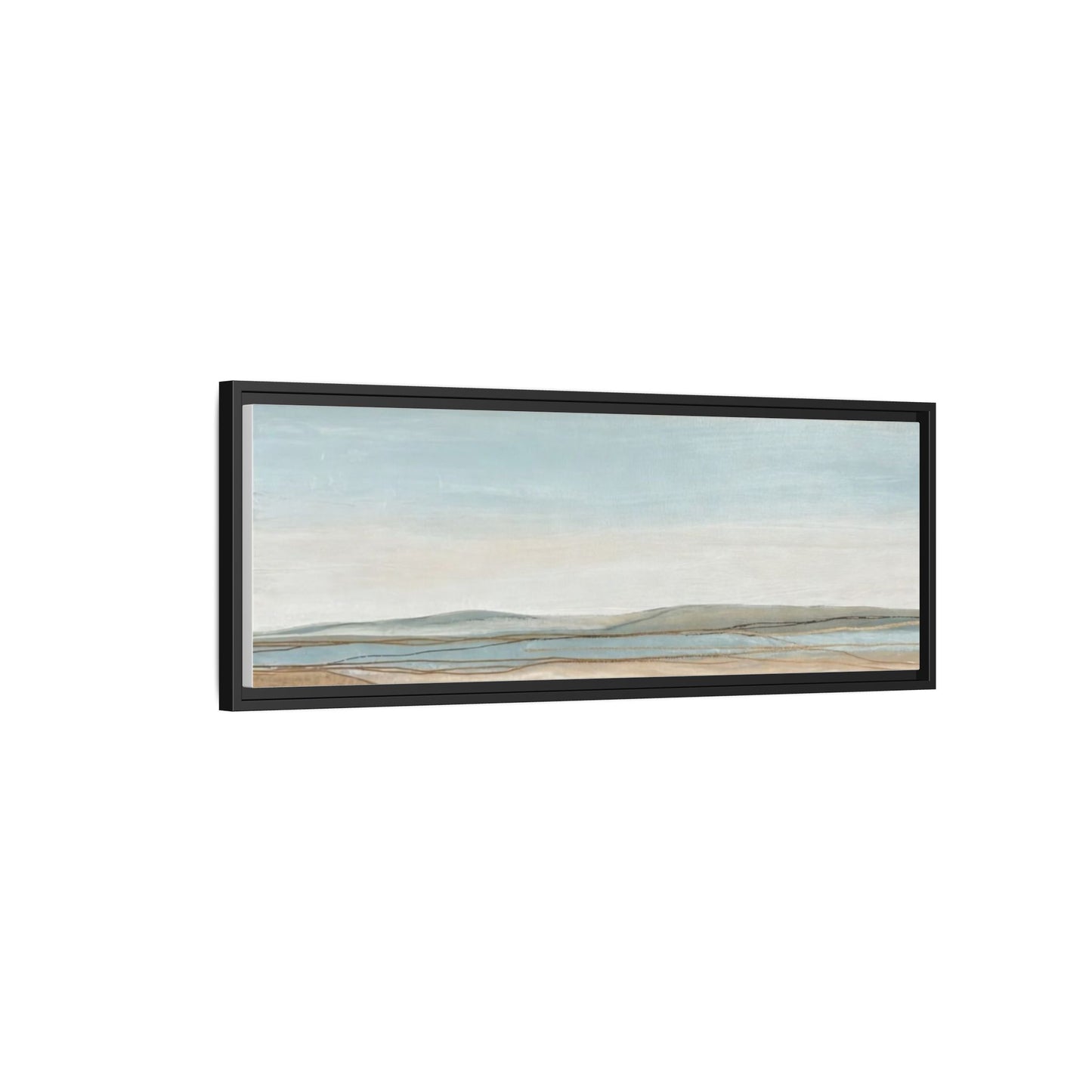 Framed Abstract Landscape Matte Canvas — Serene Coastal Horizon Wall Art