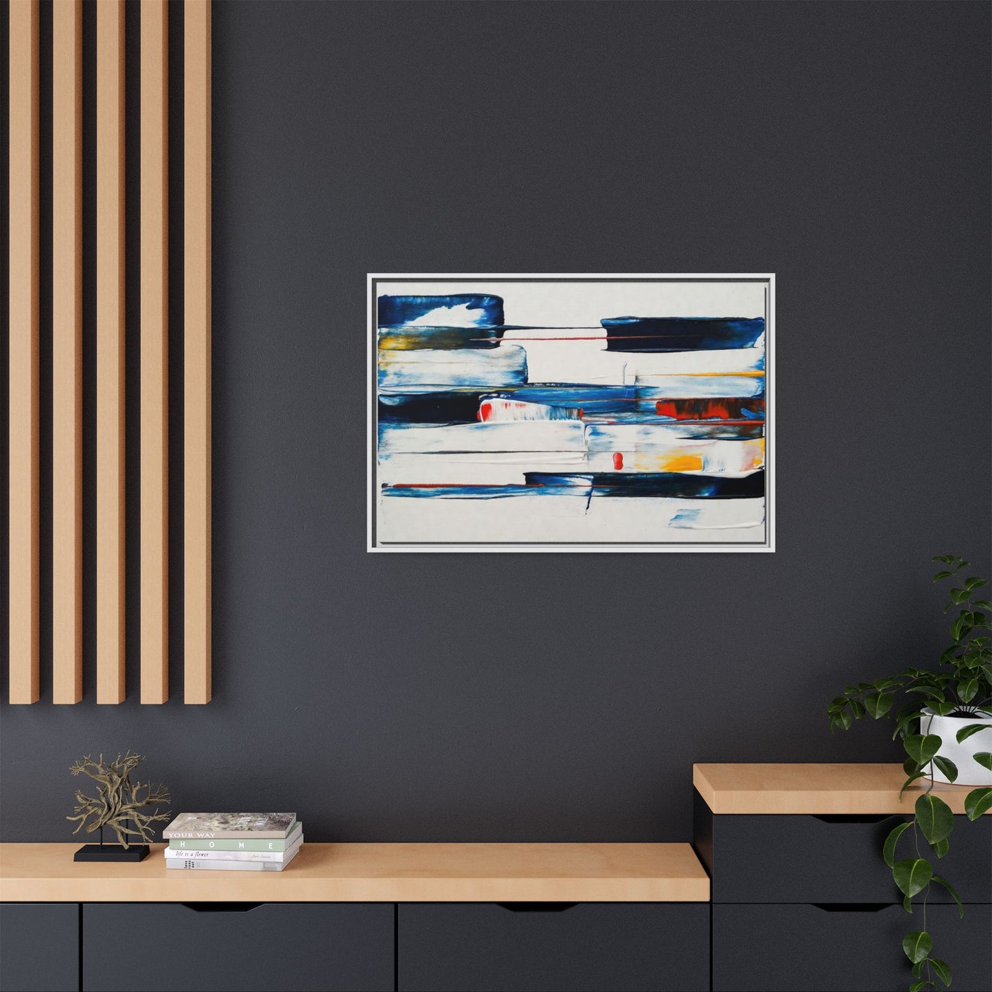 Abstract Coastal Brushstrokes Framed Canvas Print
