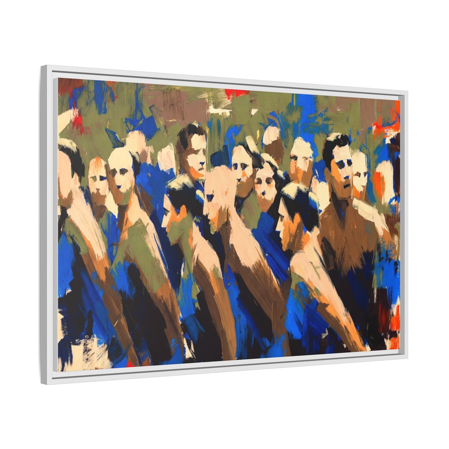 Abstract Crowd Matte Canvas Print — Framed Multi-Color Wall Art