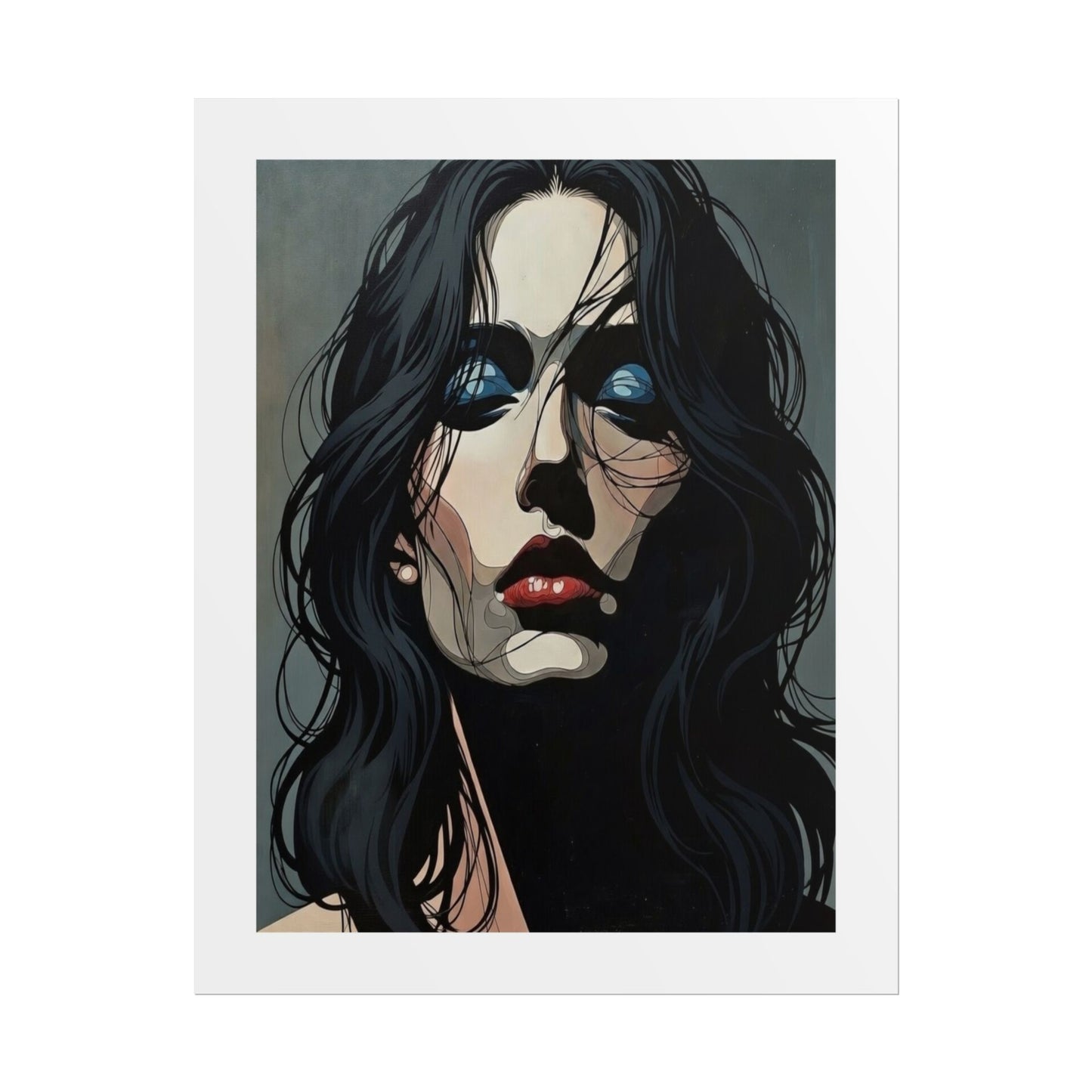 Rolled Poster — Moody Portrait Art Print (Dark Femme, Blue Eyeshadow)