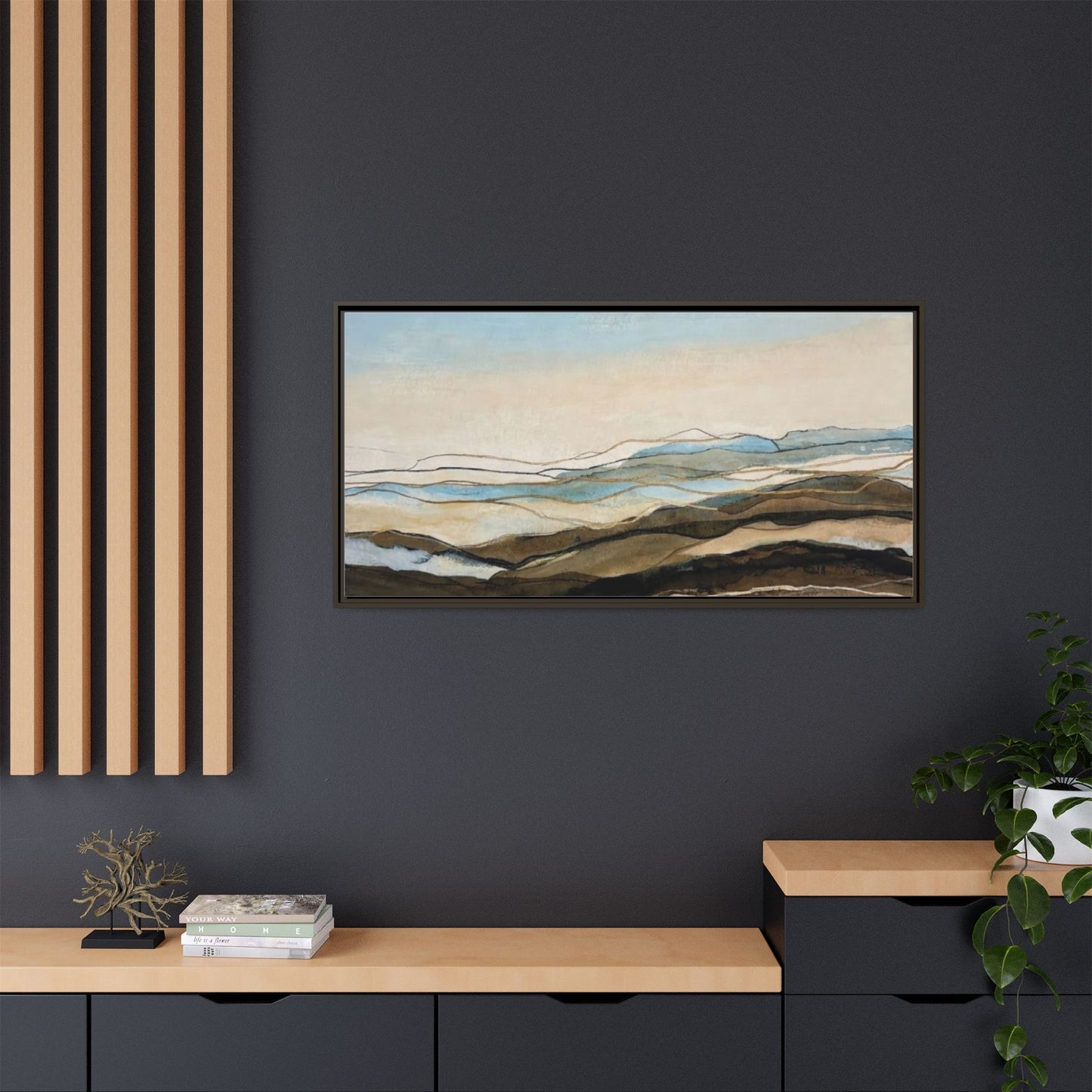 Framed Matte Canvas Print — Abstract Coastal Landscape Wall Art