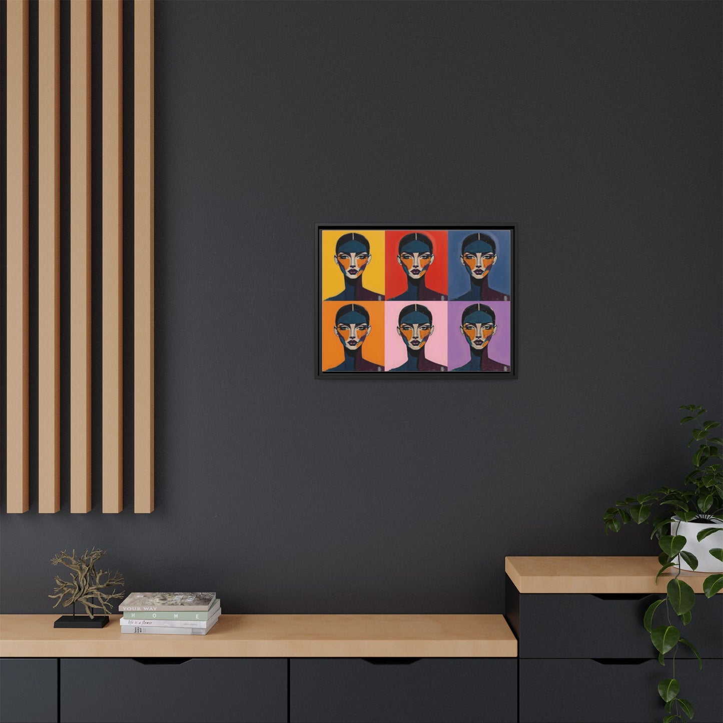 Pop Art Portrait Matte Canvas — Framed Multi-Color Wall Art