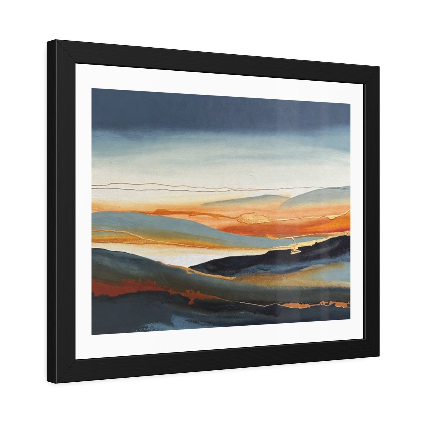 Abstract Golden Landscape Framed Poster — Contemporary Wall Art