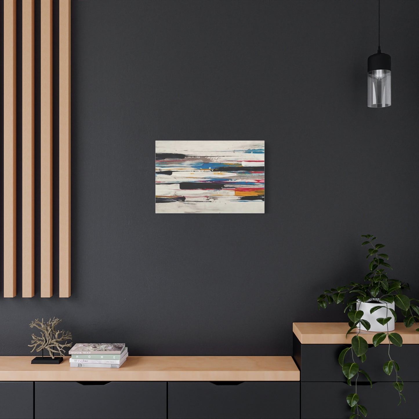 Abstract Color Streaks Matte Canvas Print — Modern Horizontal Wall Art