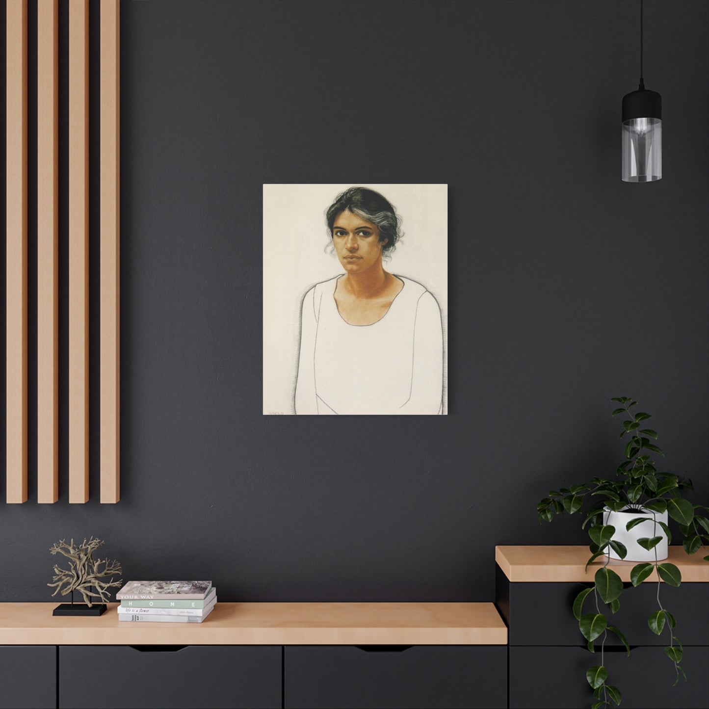 Portrait of a Woman by Winold Reiss Canvas Print – Matte Stretched Wall Art