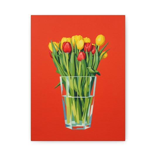 Tulip Bouquet Canvas Print — Vibrant Red Floral Wall Art
