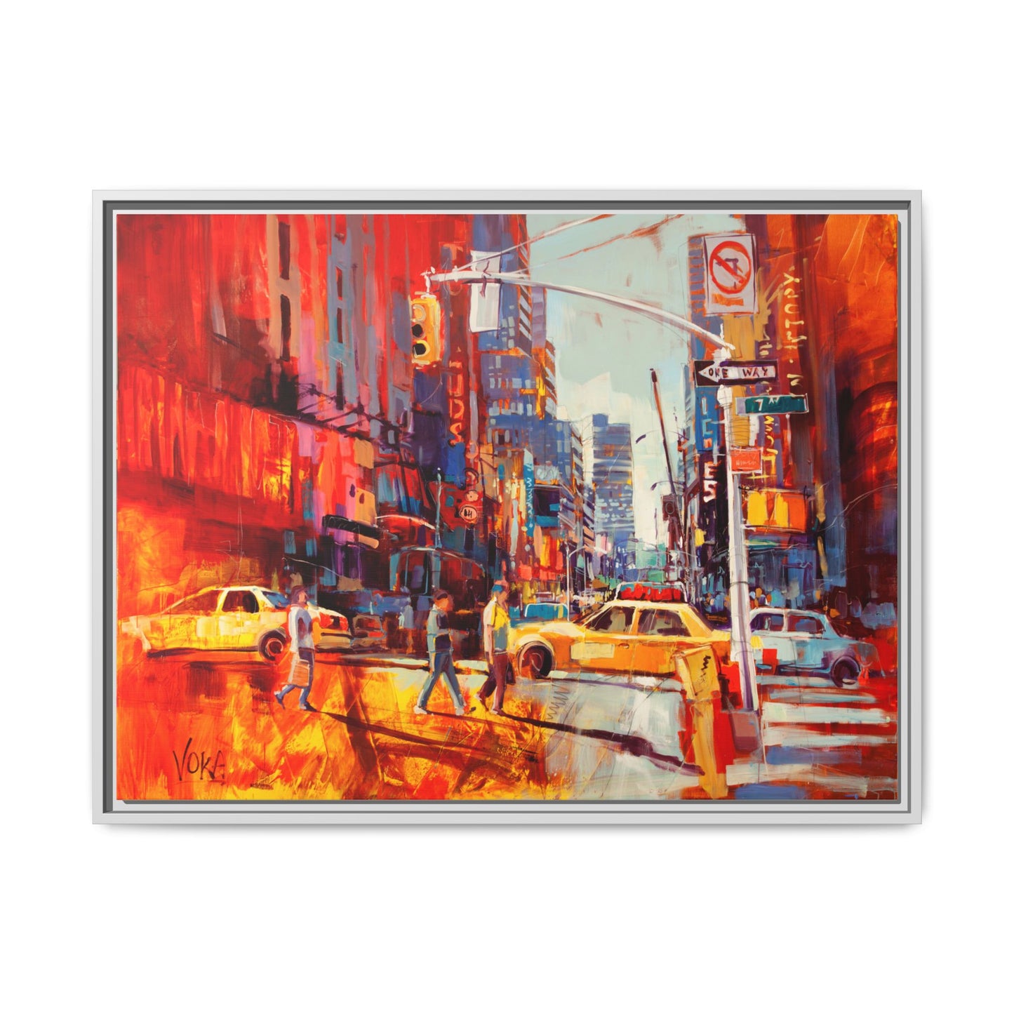 New York 7th AV attributed to Voke Framed Matte Canvas – Art Print