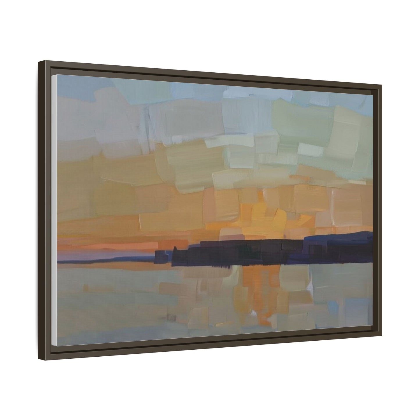 Framed Matte Canvas Sunset Abstract Landscape Art Print