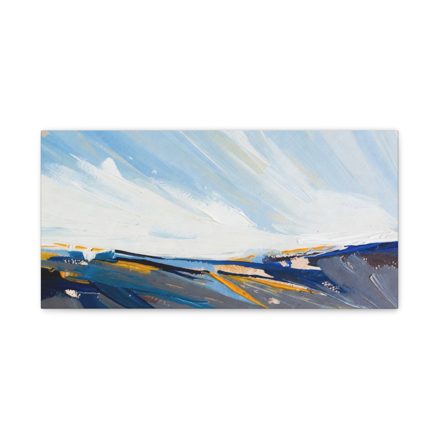 Abstract Coastal Landscape Canvas Print — Blue Sky Seascape Wall Art