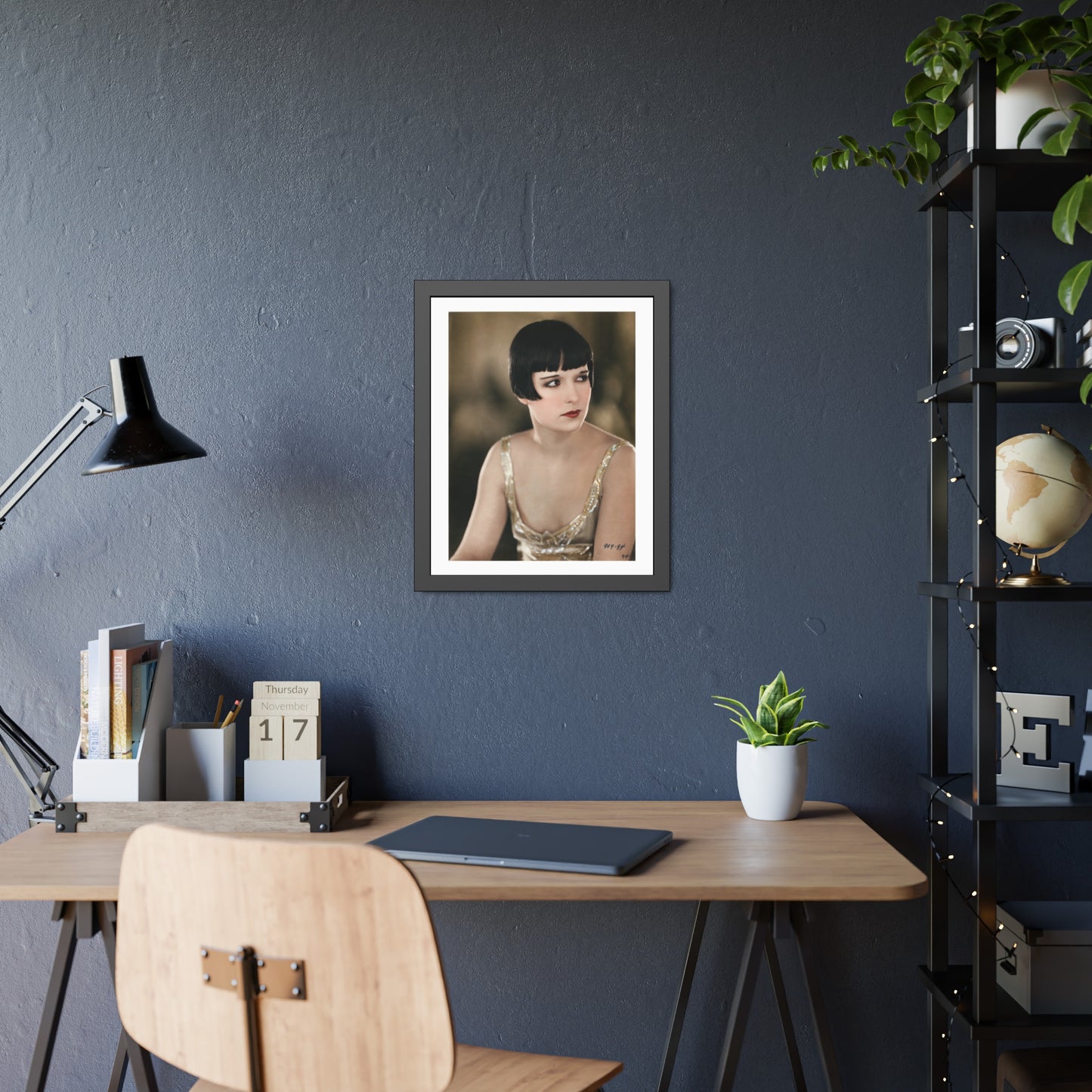 Vintage 1920s Louise Brooks Portrait Framed Poster — Art Deco Wall Print