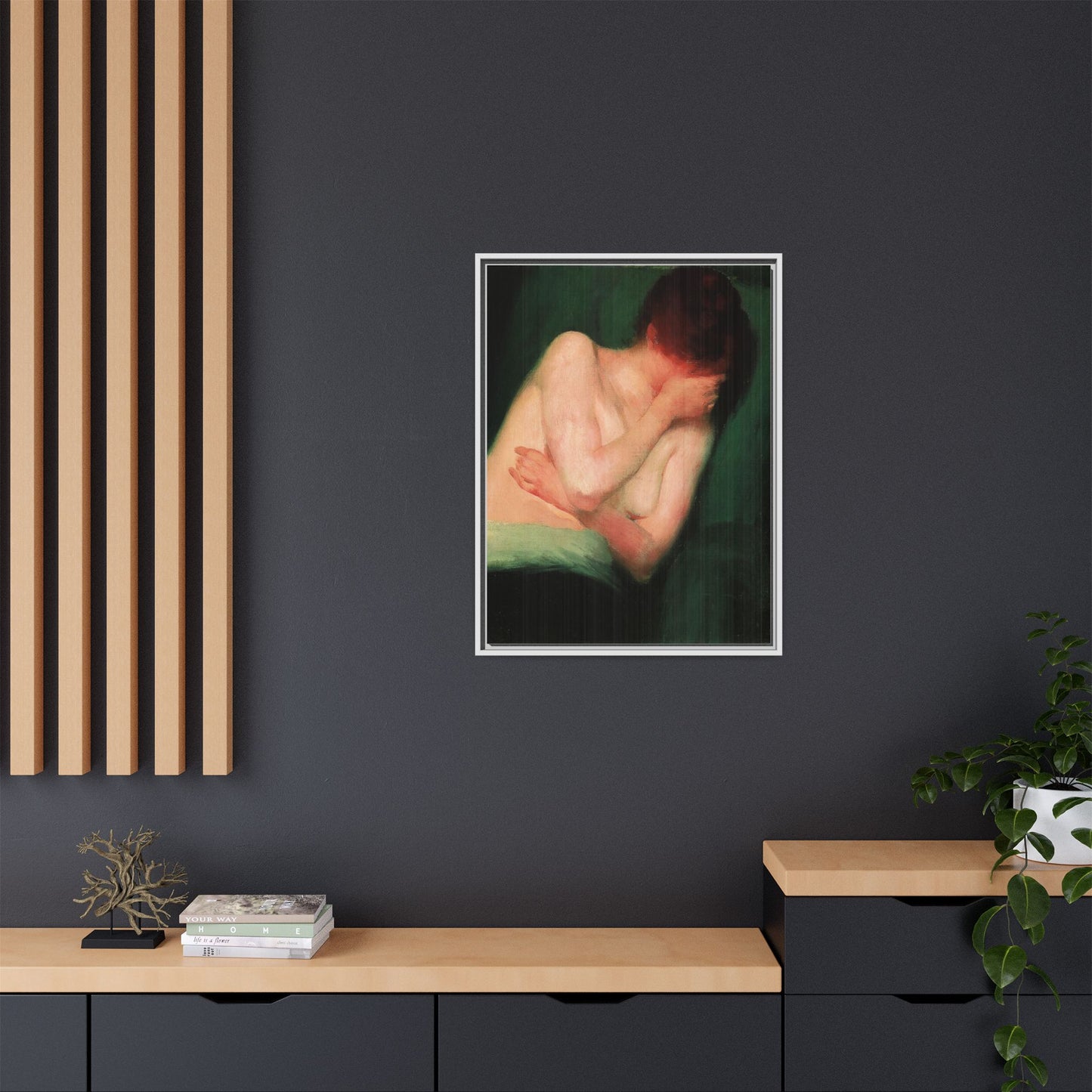 Female Nude by János Vaszary Framed Matte Canvas Wall Art Print