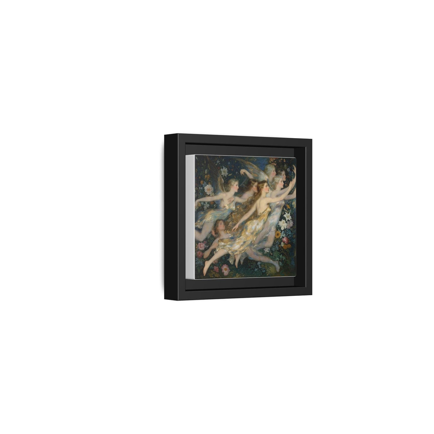 Framed Matte Canvas Wall Art — Vintage Fairies & Floral Painting