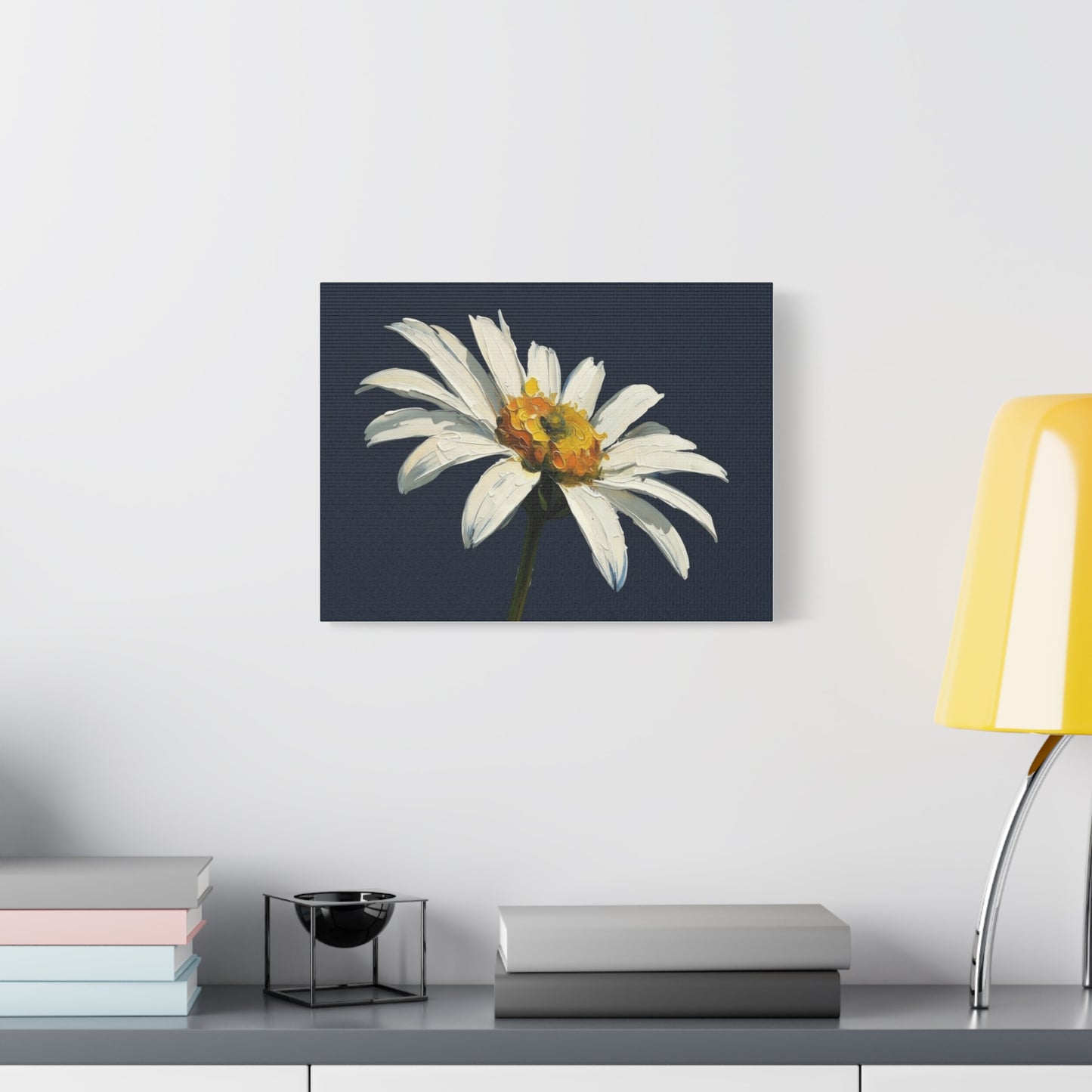Daisy Oil-Paint Canvas Wall Art — Stretched Matte Floral Print