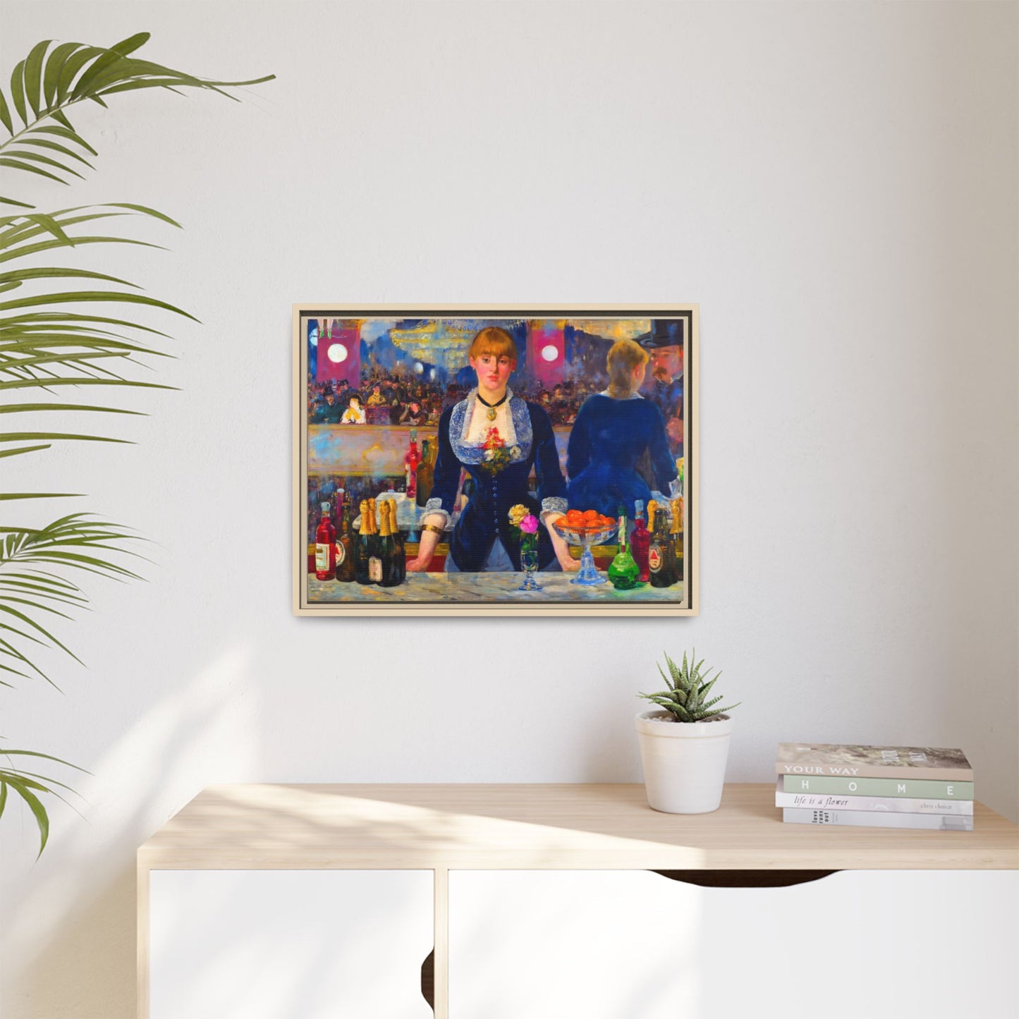 Framed Matte Canvas Print — Vintage Parisian Bar Scene