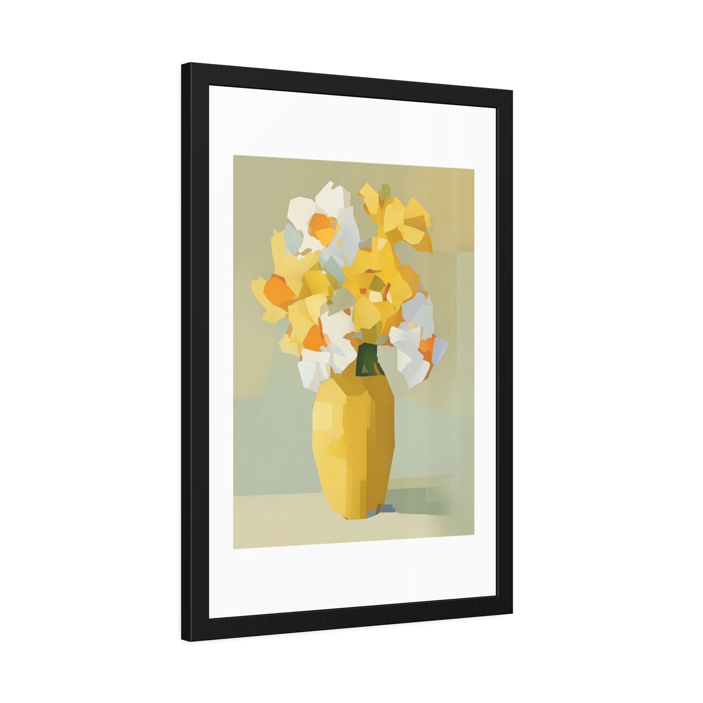Framed Poster — Yellow Floral Vase Wall Art (Modern Abstract Bouquet)
