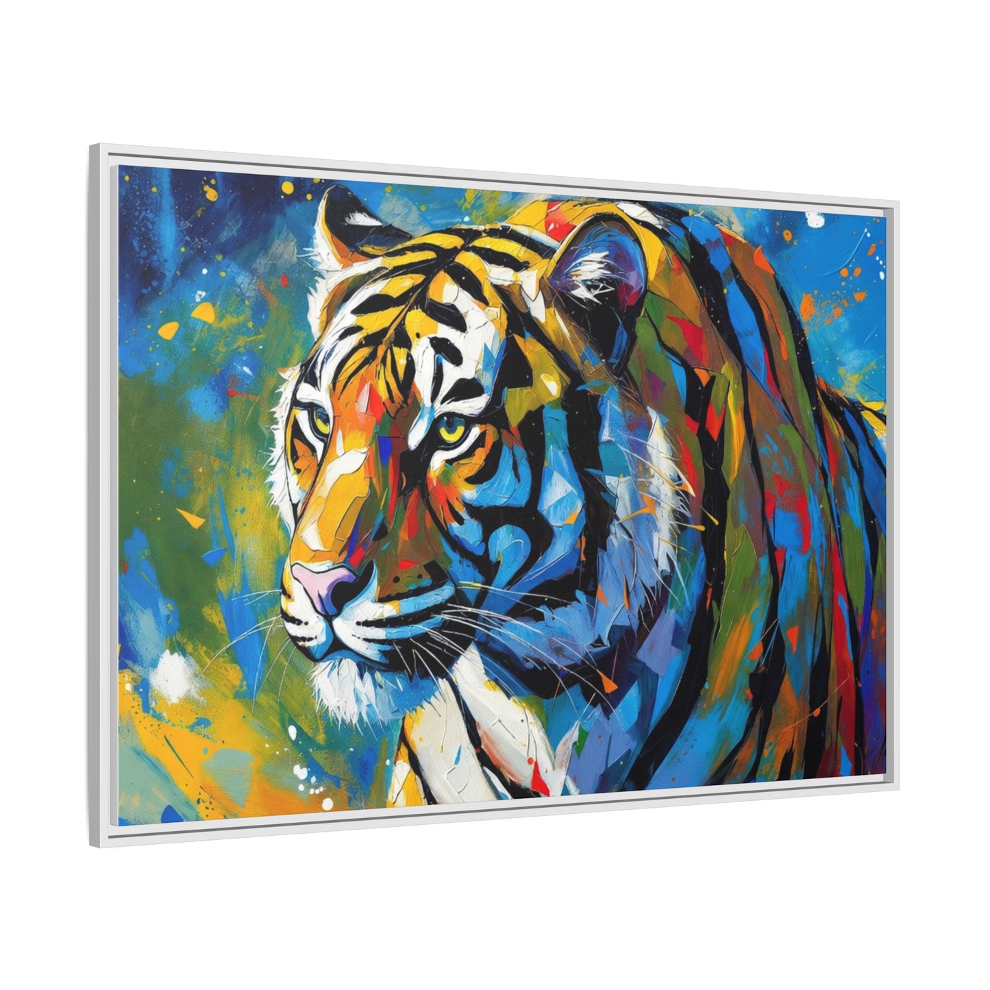Colorful Tiger Matte Canvas Framed Art — Vibrant Wildlife Wall Decor