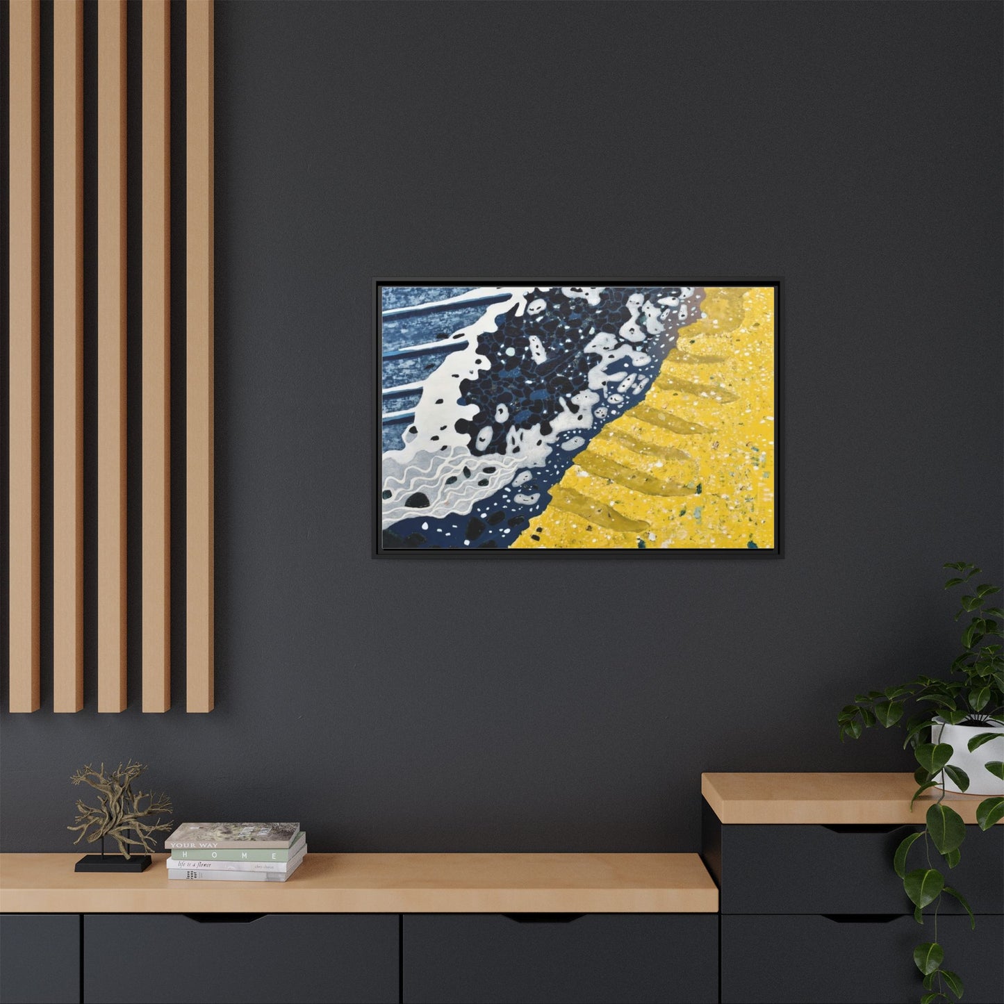 Framed Abstract Ocean & Sand Matte Canvas Print
