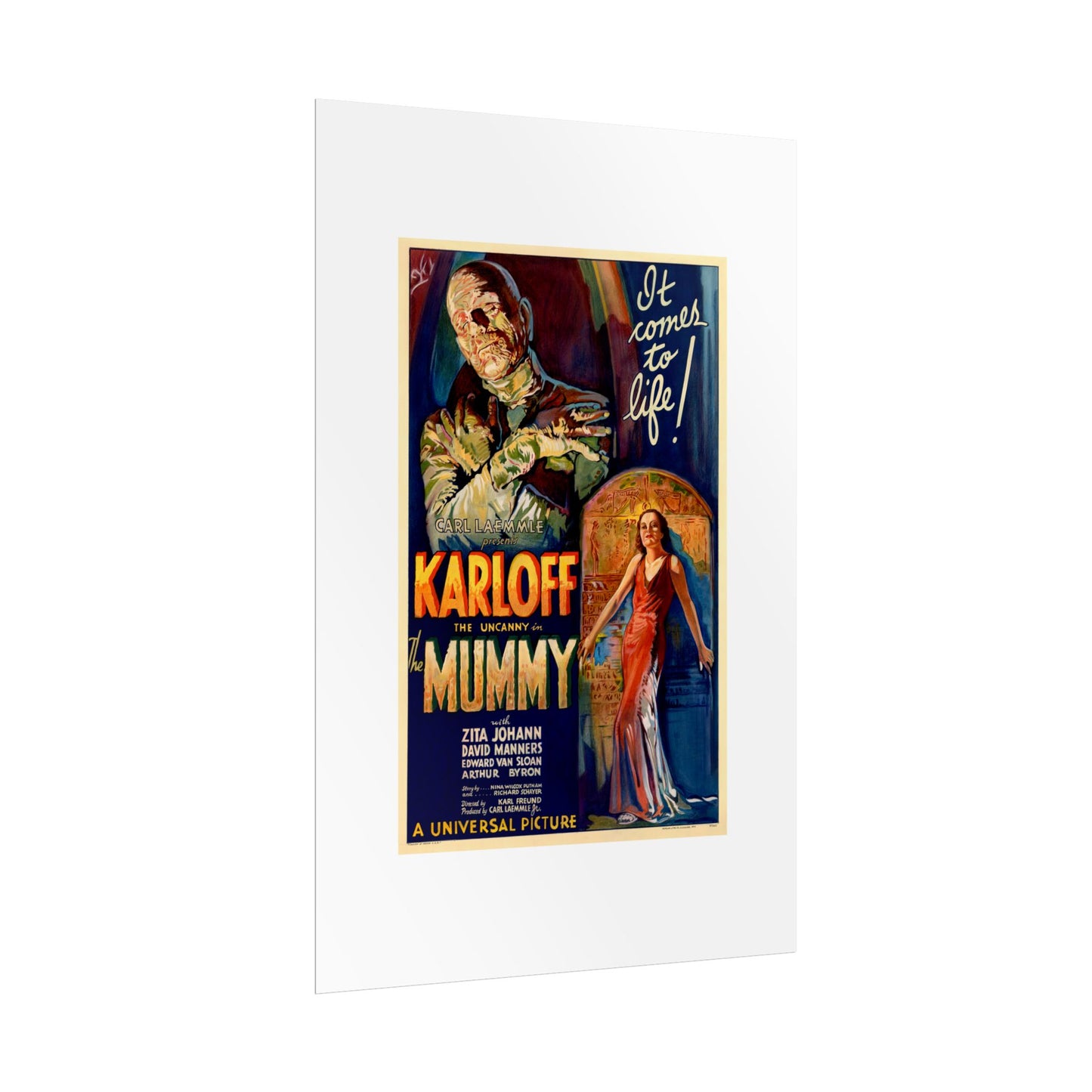 The Mummy 1932 film poster by Karoly Grosz Wall Art Print (Karloff "It Comes to Life!")