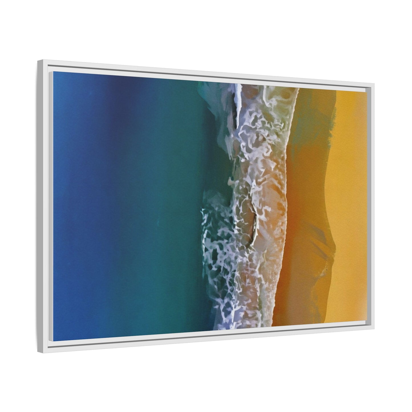 Framed Matte Canvas Seascape Print – Coastal Waves Wall Art