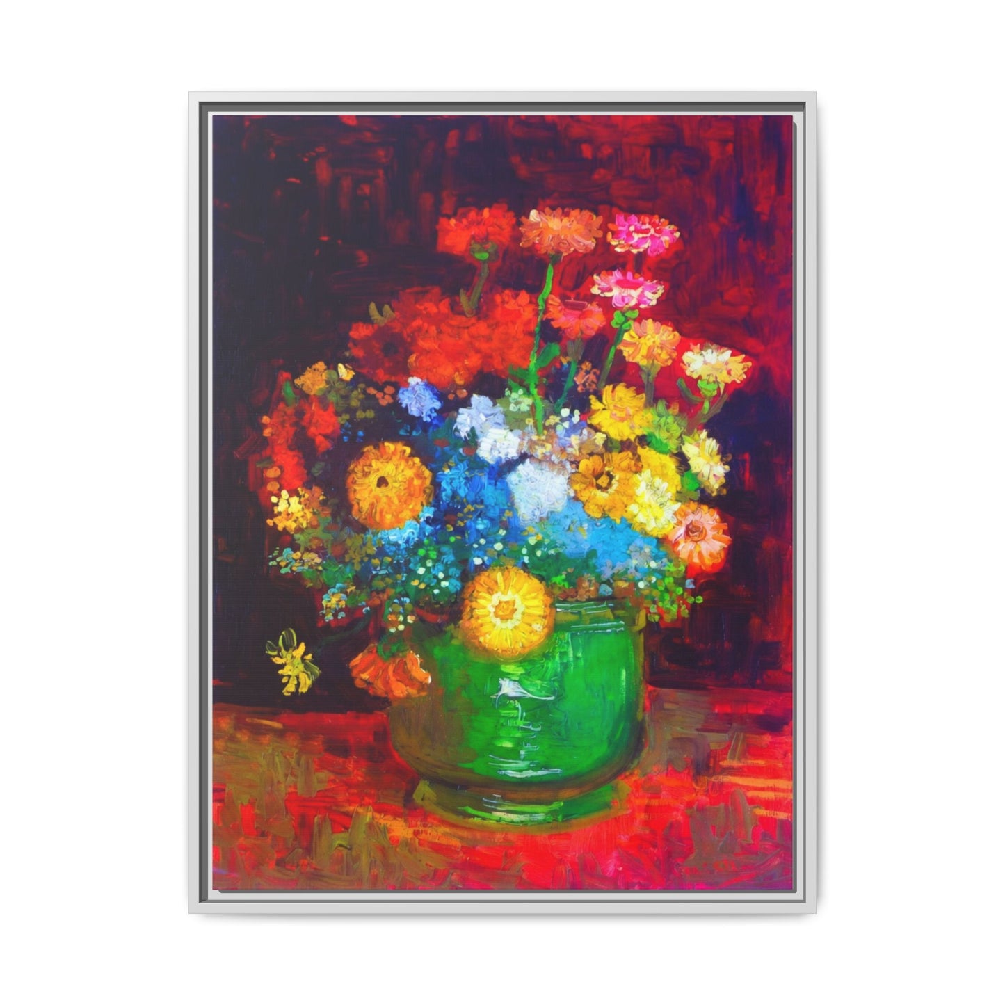 Framed Floral Canvas Print — Colorful Bouquet Wall Art