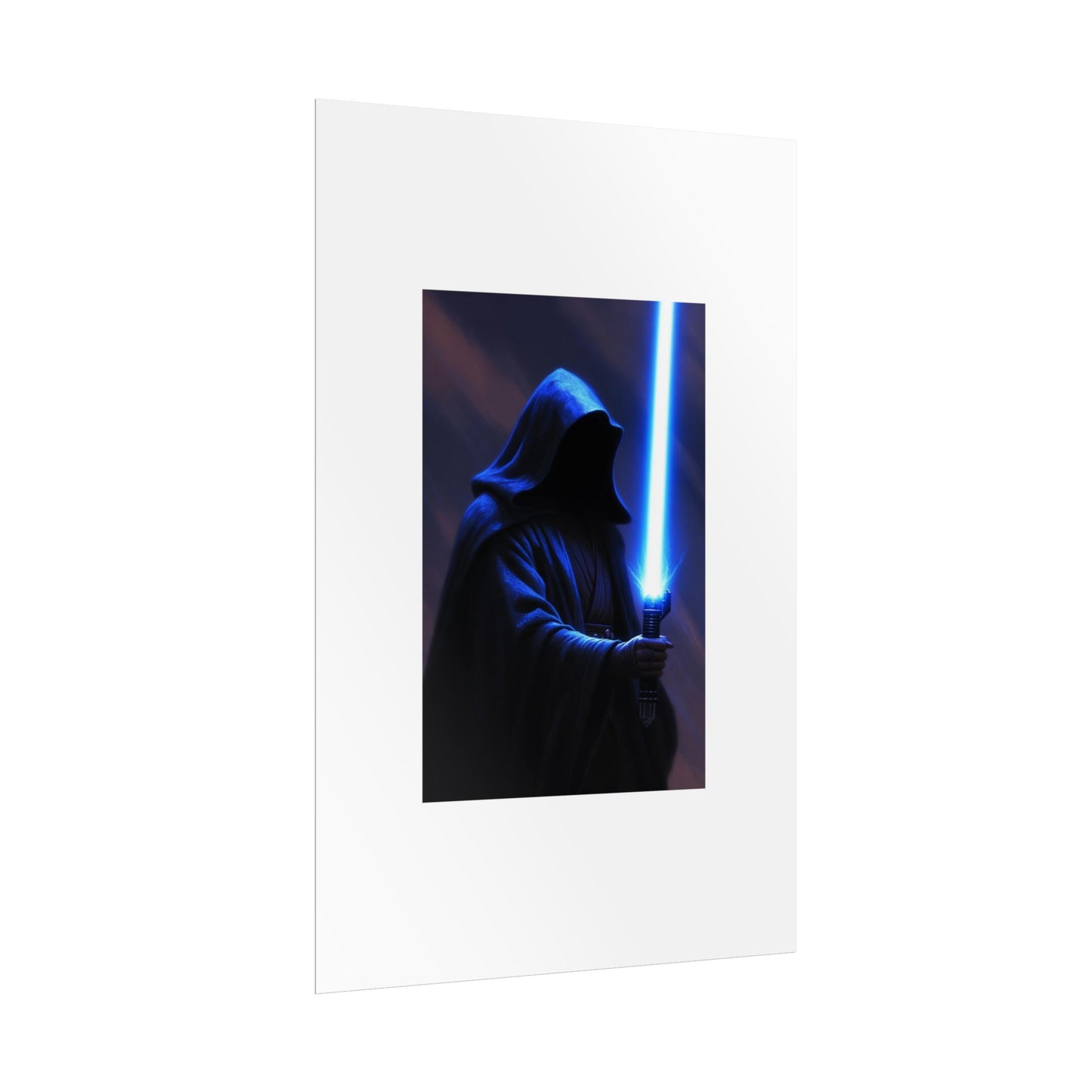 Sci‑Fi Lightsaber Poster — Hooded Jedi Warrior Wall Art (Rolled Poster)