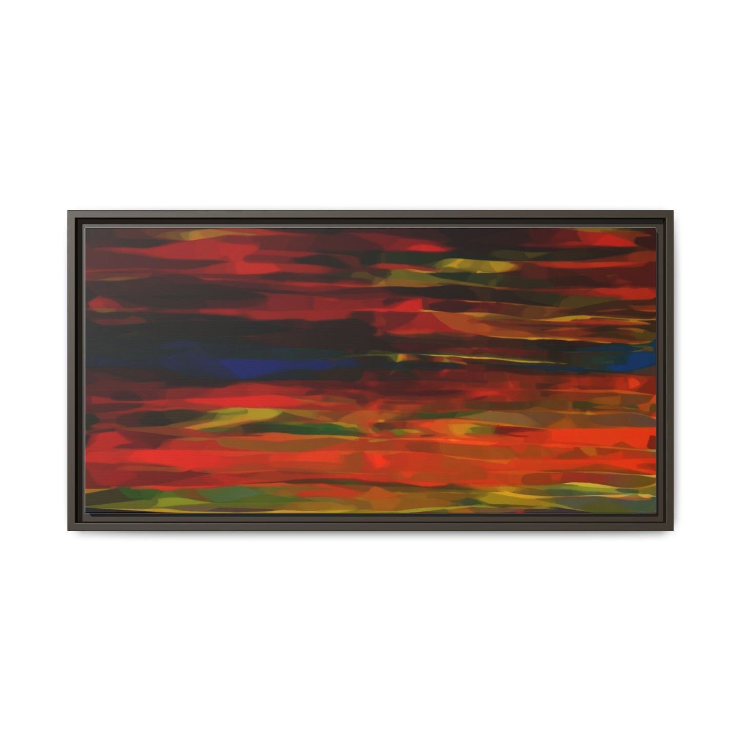 Abstract Multi-Color Matte Canvas Framed Wall Art — Bold Red & Blue Modern Painting