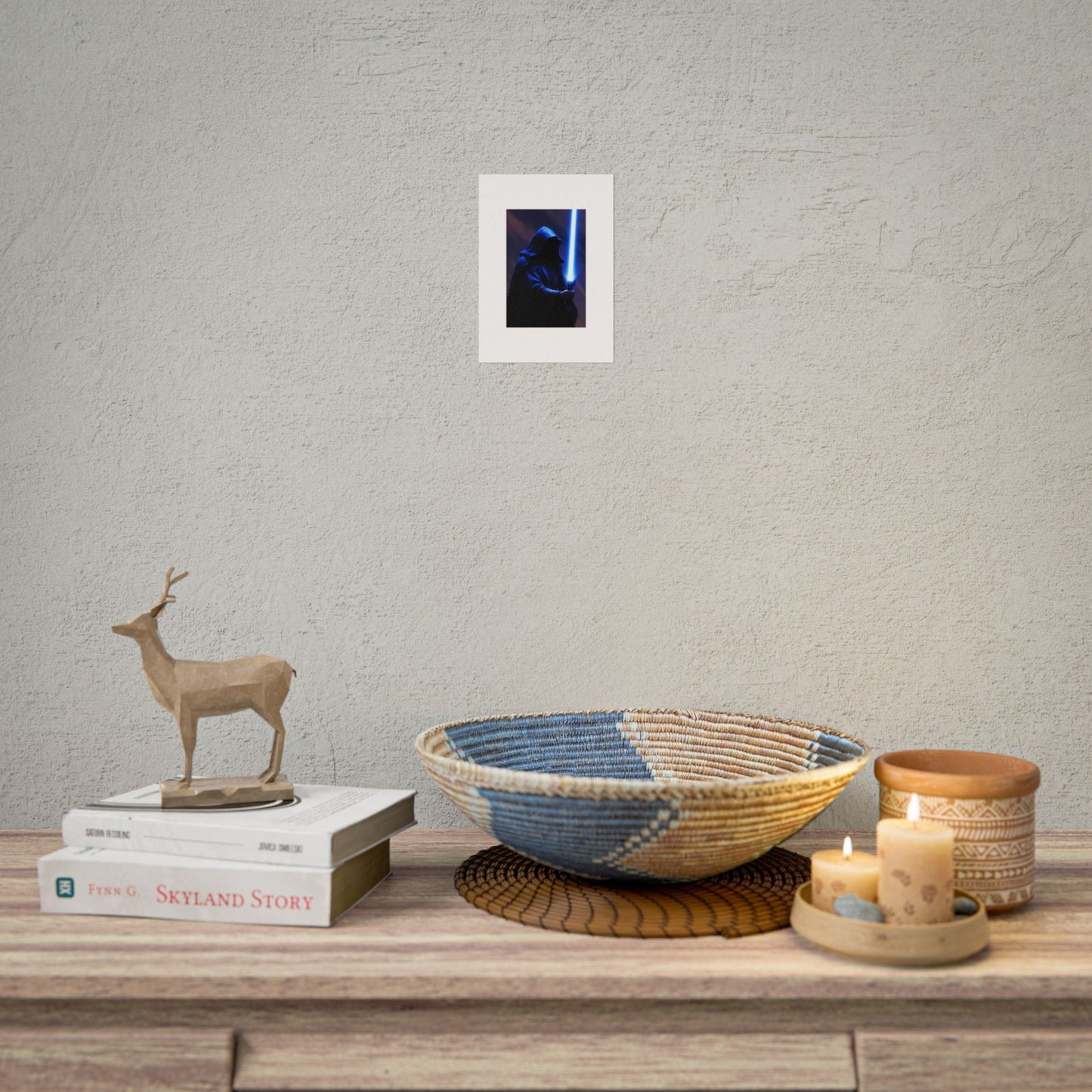 Sci‑Fi Lightsaber Poster — Hooded Jedi Warrior Wall Art (Rolled Poster)