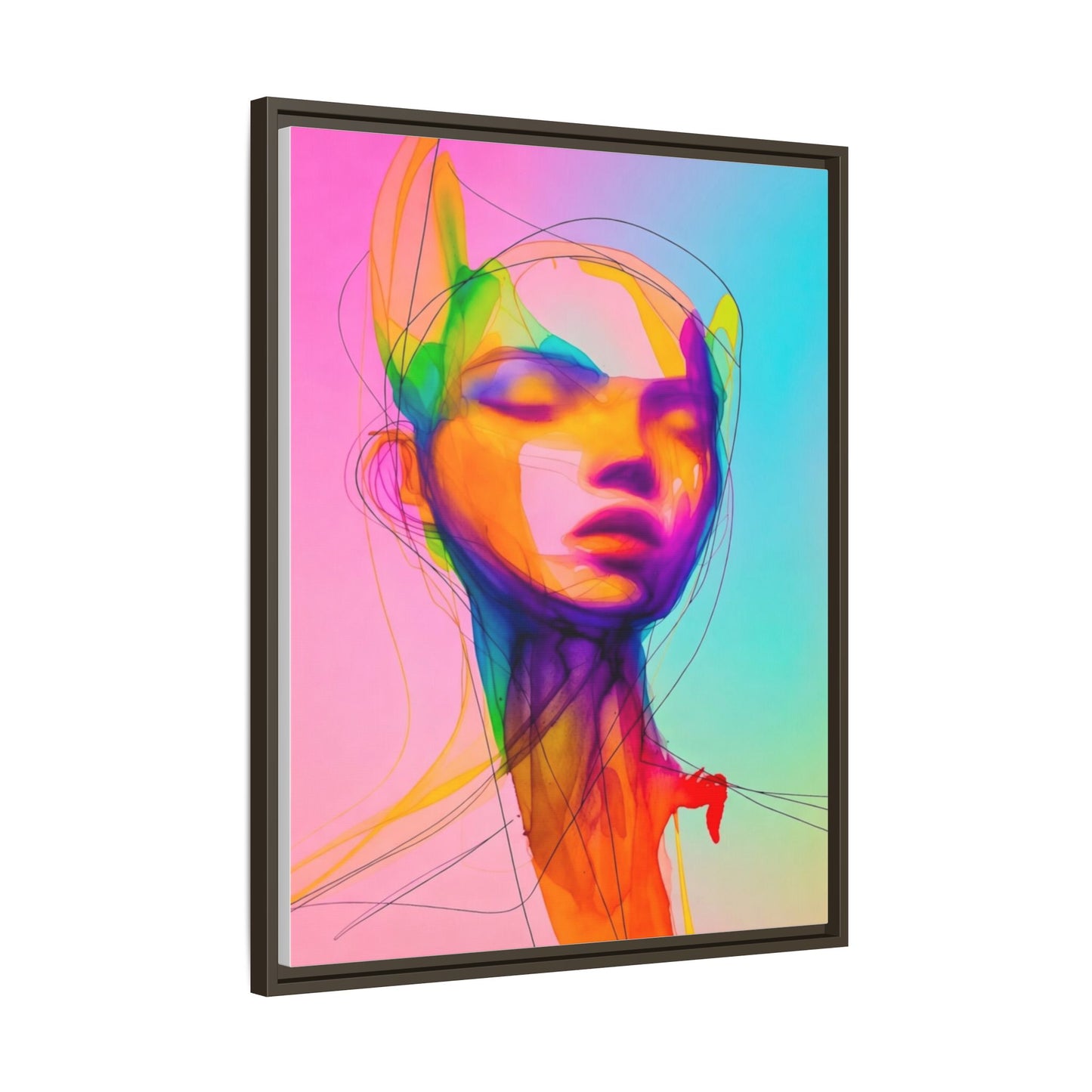 Framed Matte Canvas Art — Vibrant Abstract Portrait Wall Print